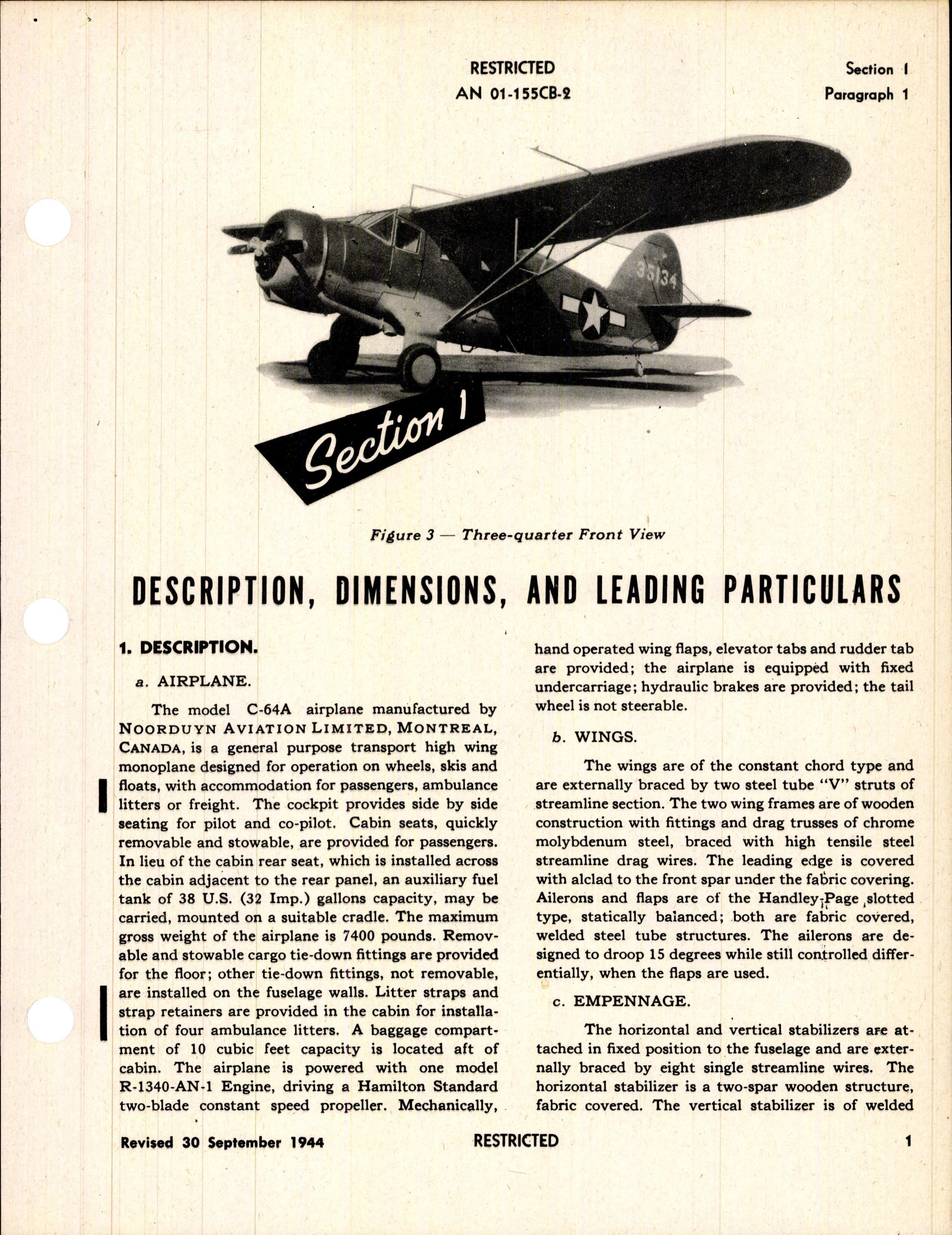 Sample page 5 from AirCorps Library document: Erection and Maintenance Instructions for C-64A