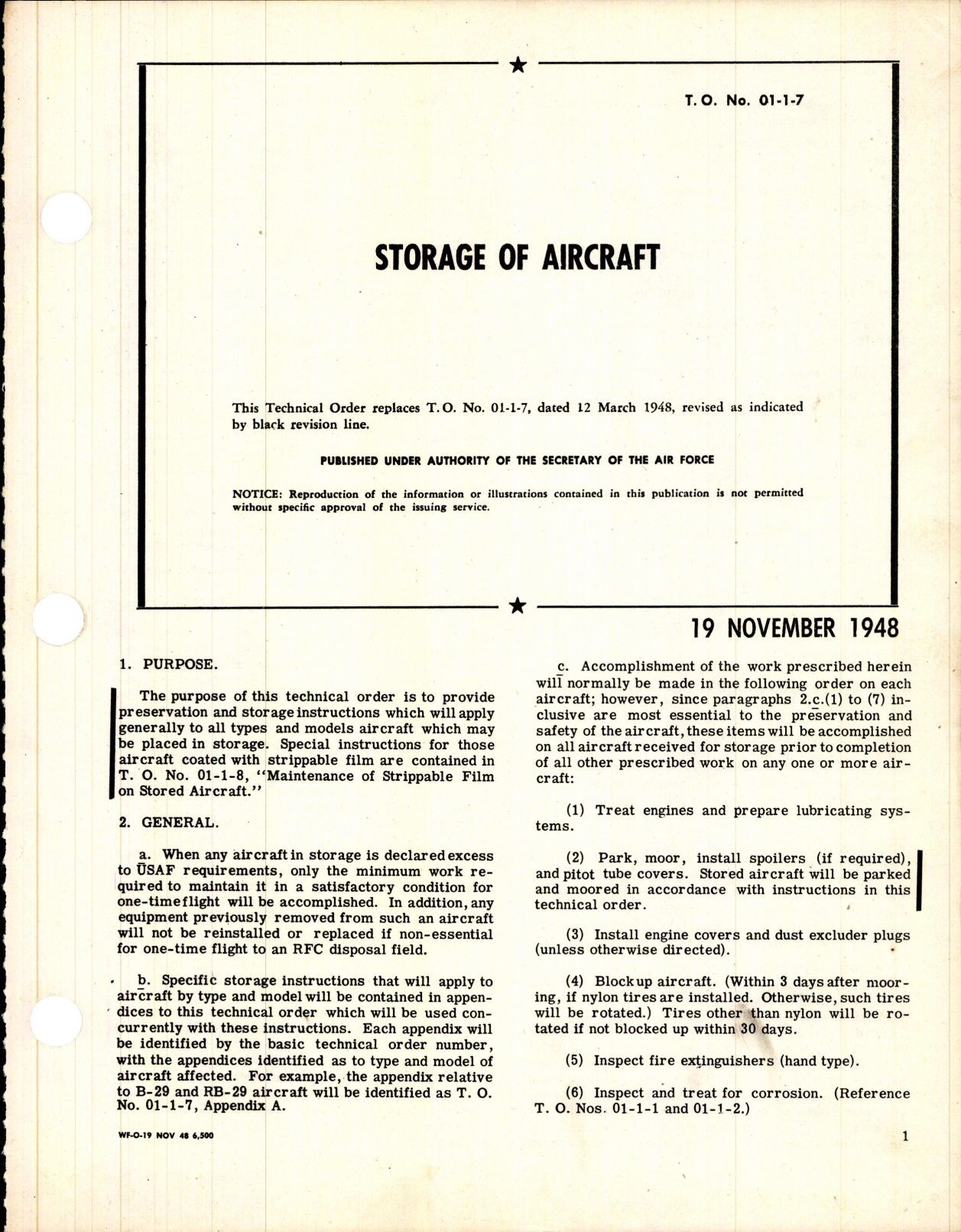 Sample page 1 from AirCorps Library document: Storage of Aircraft