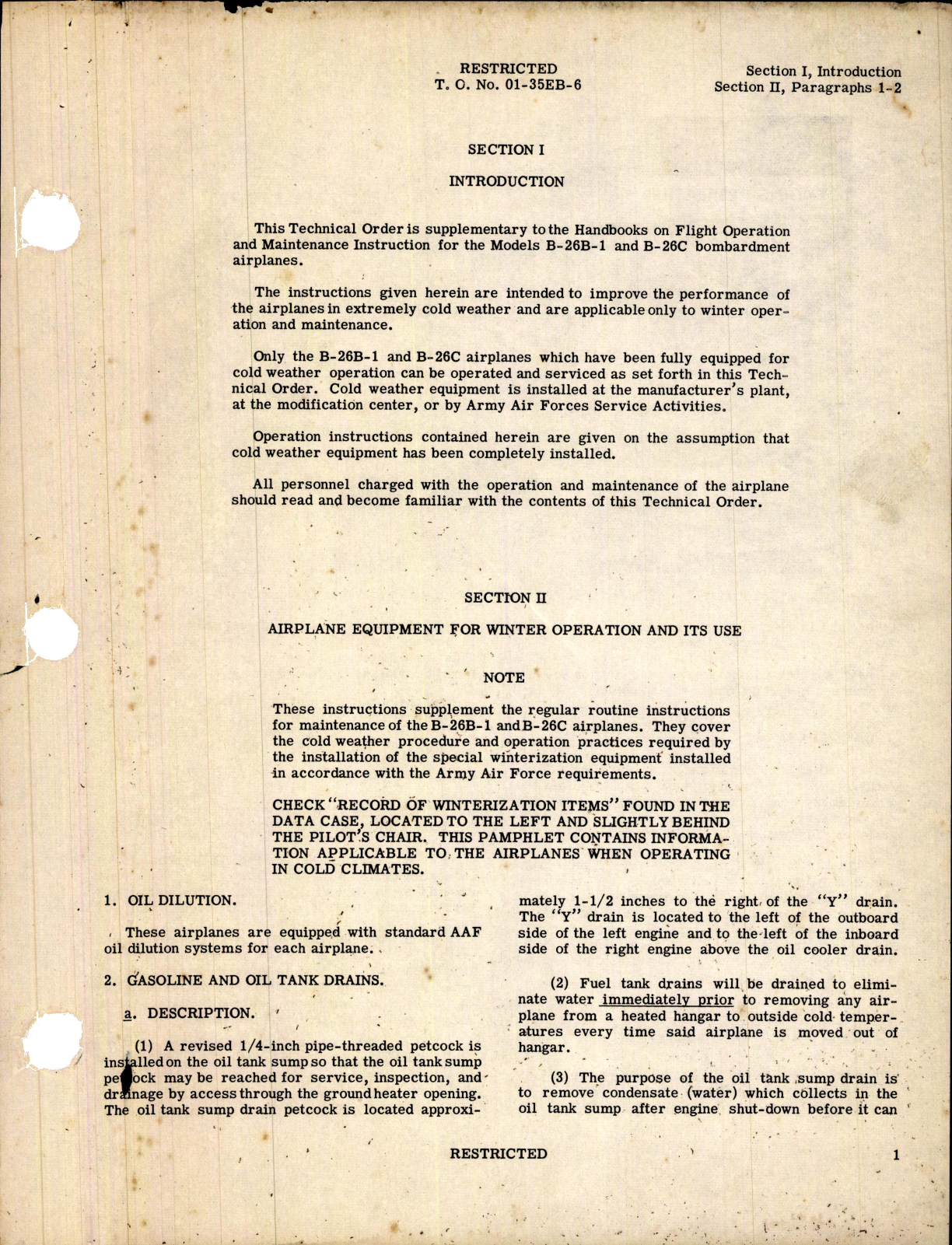 Sample page 5 from AirCorps Library document: Cold Weather Operation for B-26B-1, B-26C, Marauder II, and JM-1