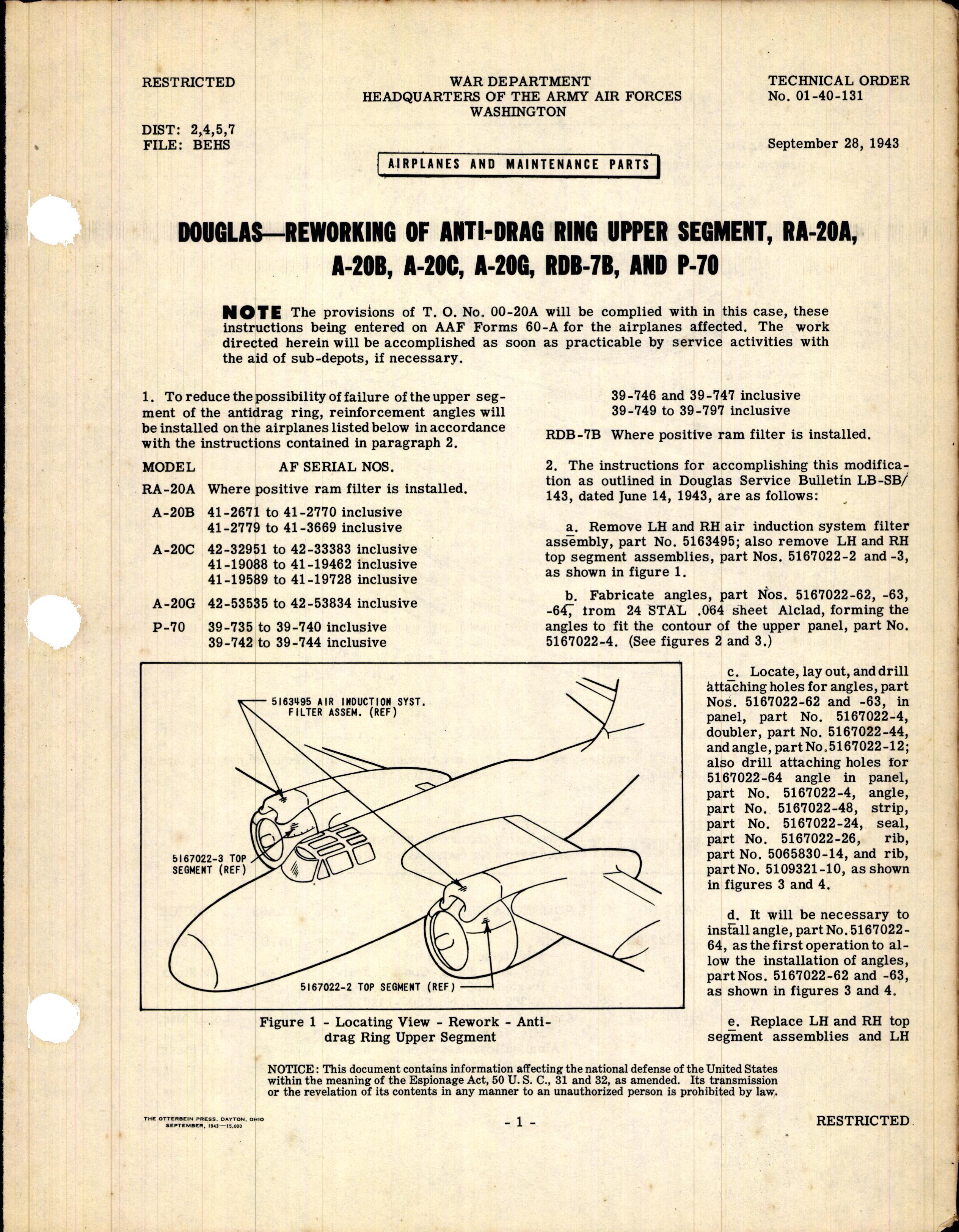 Sample page 1 from AirCorps Library document: Reworking of Anti-Drag Ring Upper Segment