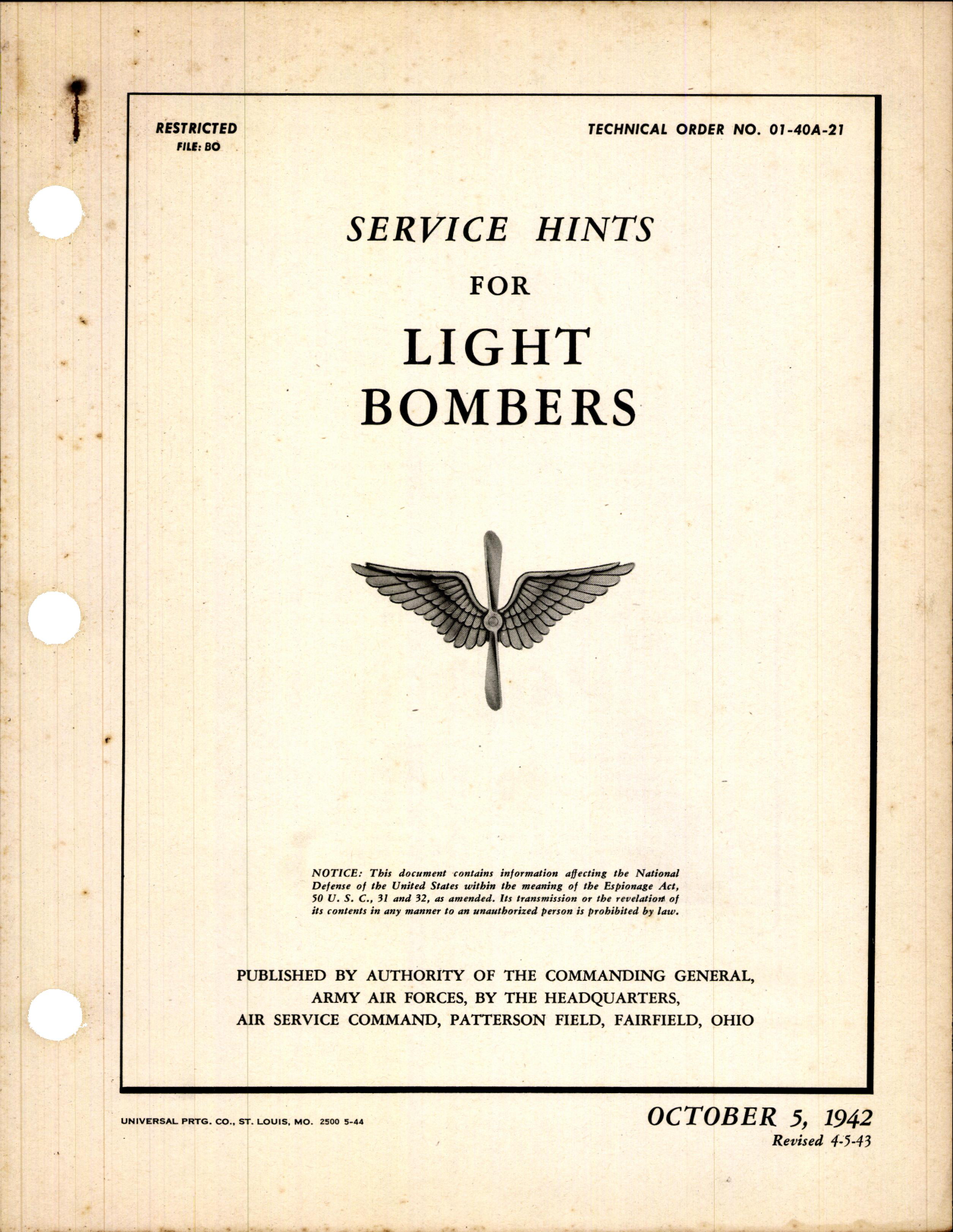 Sample page 1 from AirCorps Library document: Service Hints for Light Bombers