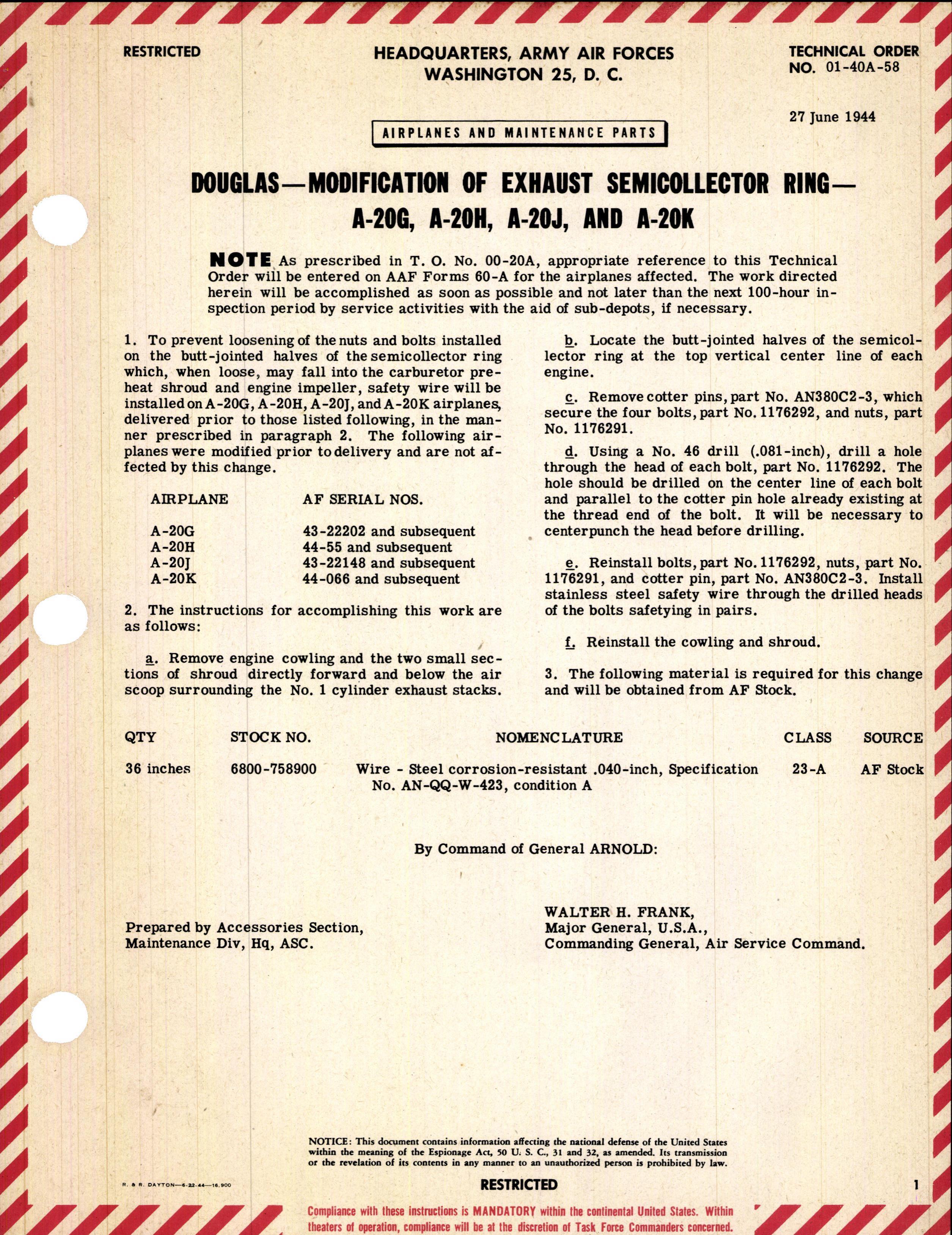 Sample page 1 from AirCorps Library document: Modification of Exhaust Semicollector Ring