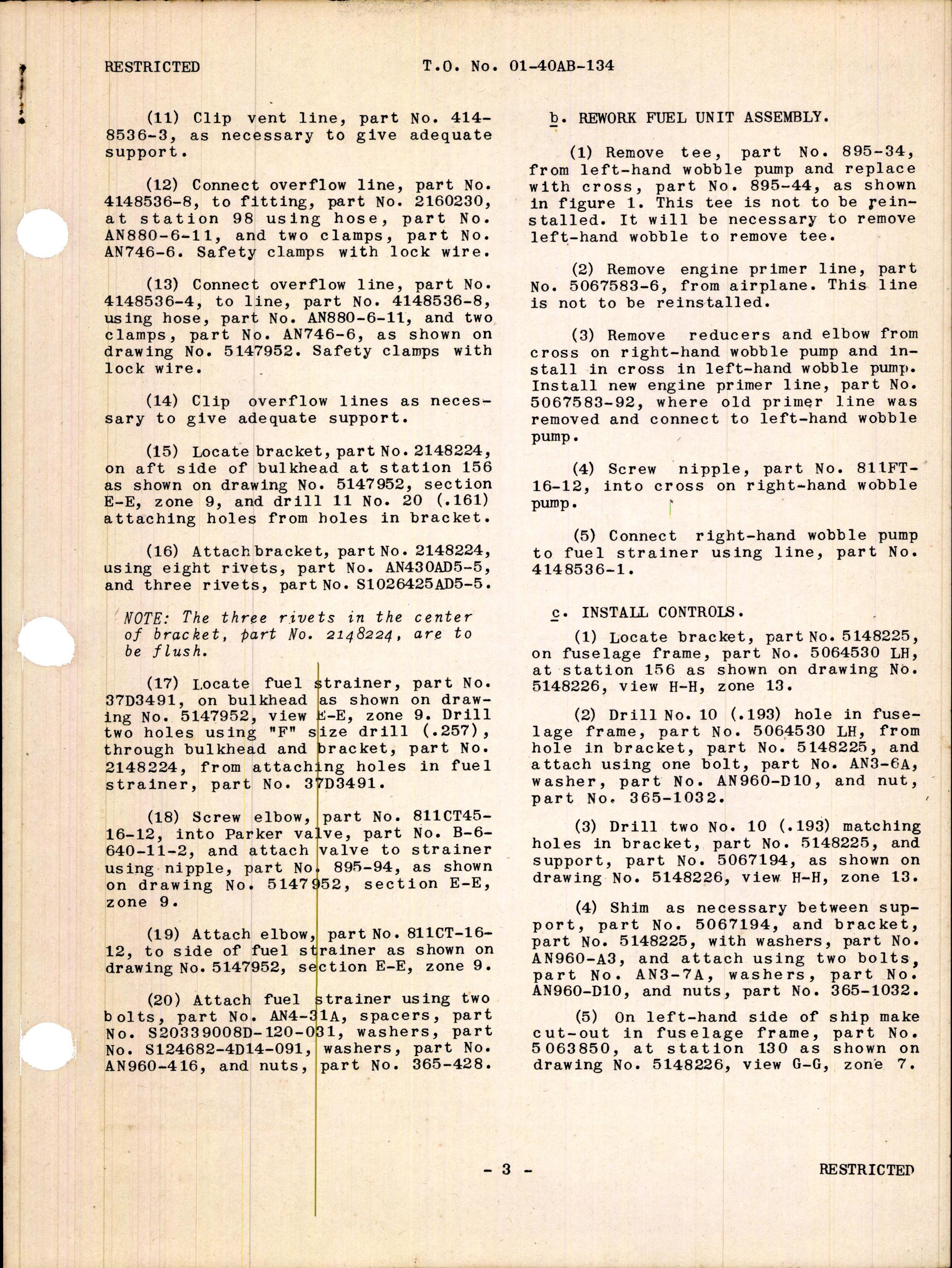 Sample page 3 from AirCorps Library document: Installation of Bomb Bay Fuel Tanks for RA-20A