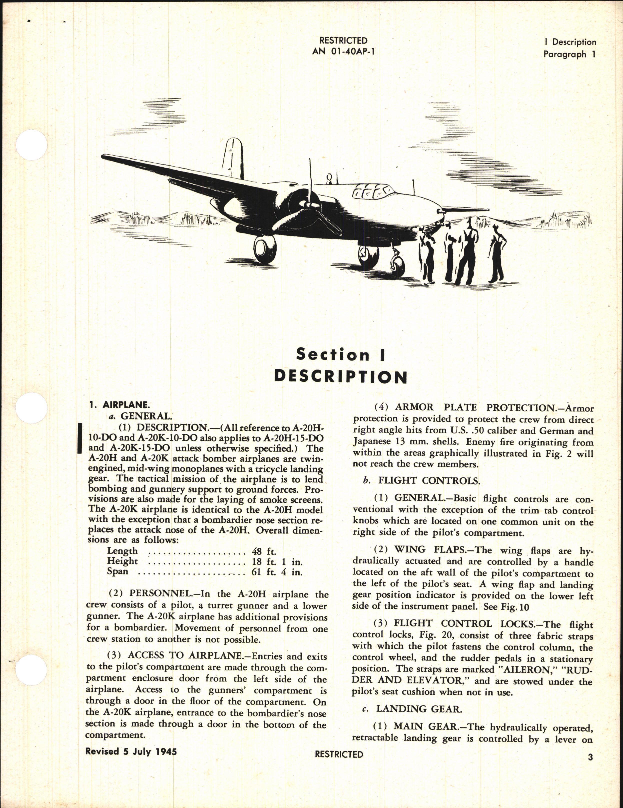 Sample page 3 from AirCorps Library document: Pilot's Flight Operating Instructions for A-20H, and A-20K Series