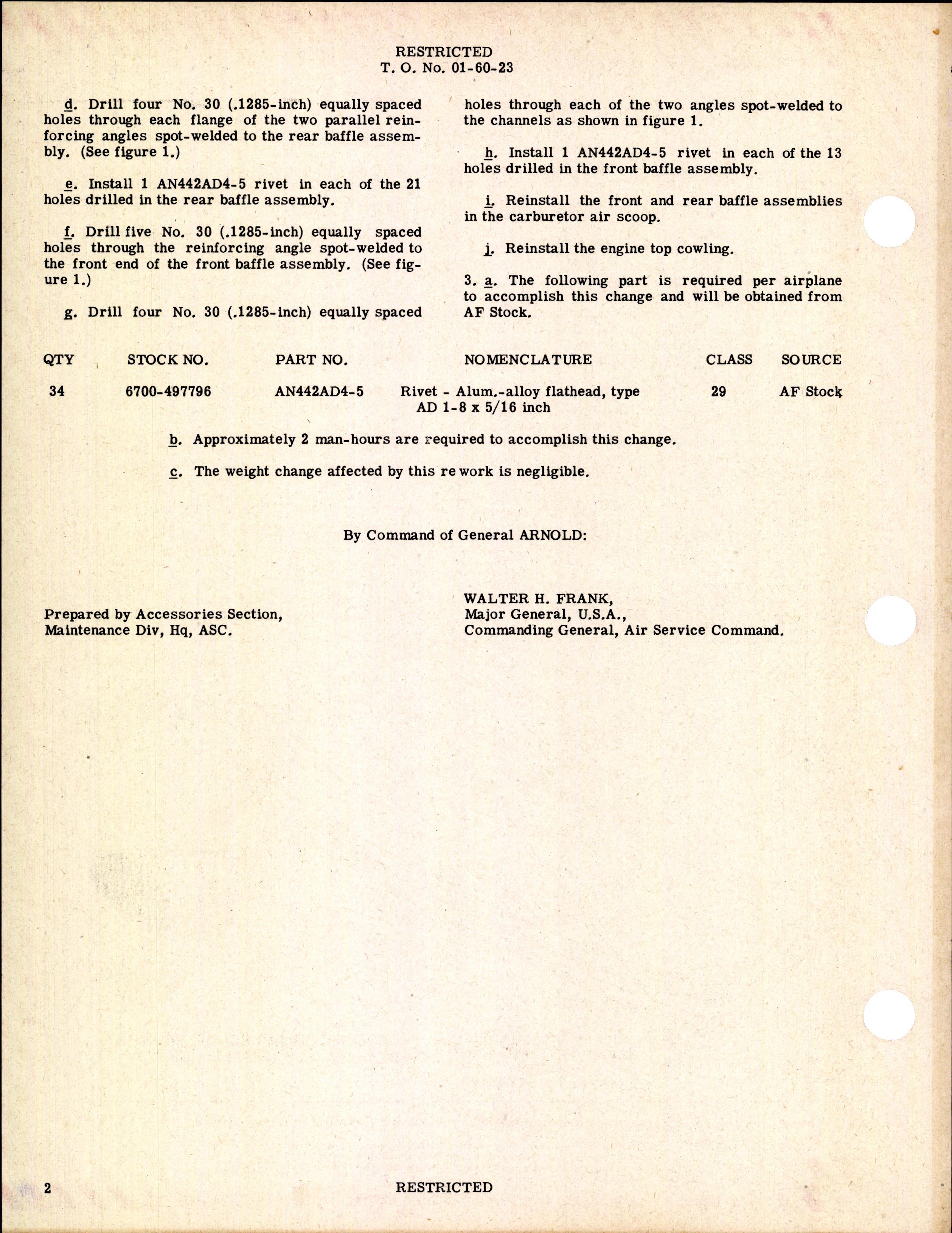 Sample page 2 from AirCorps Library document: Rework of Baffle Assemblies in Carburetor Air Scoop for P-51 and A-36A