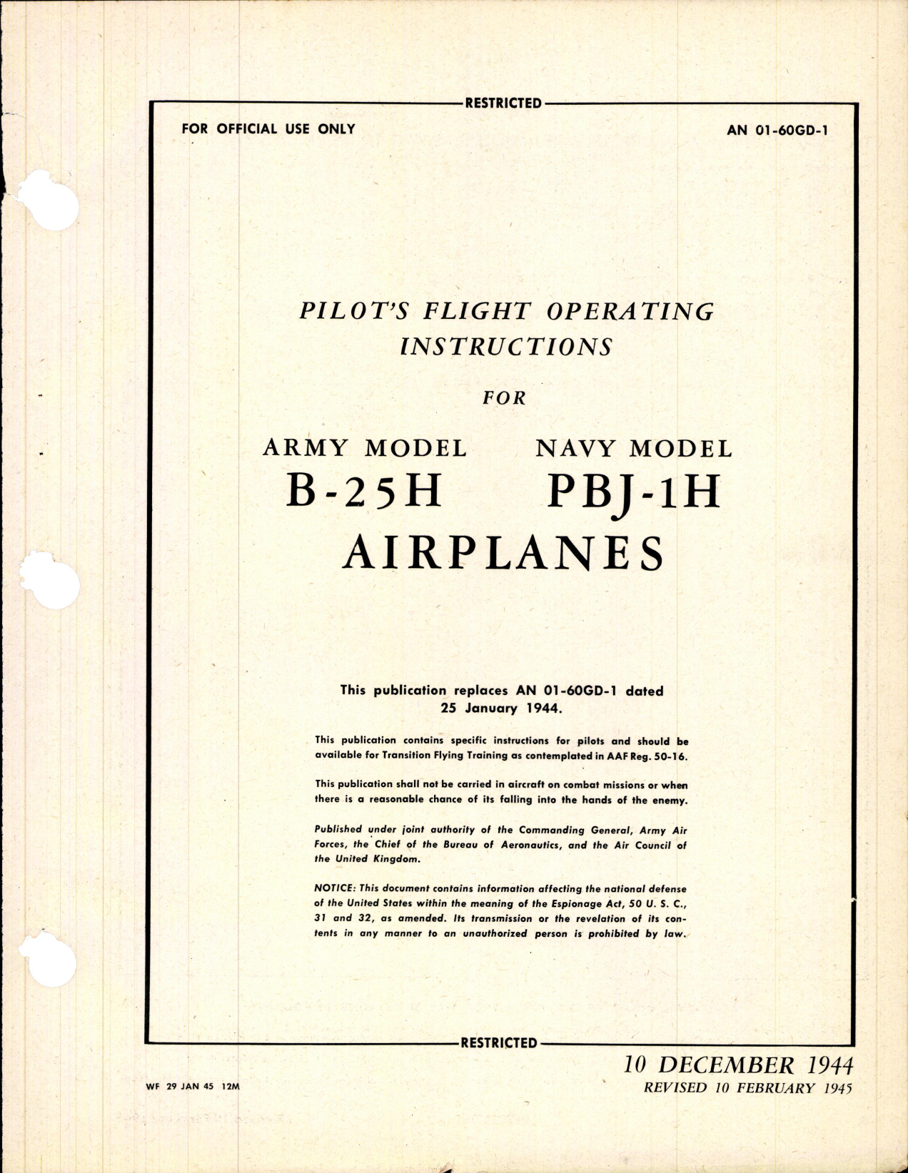 Sample page 3 from AirCorps Library document: Pilot's Flight Operating Instructions for B-25H and PBJ-1H