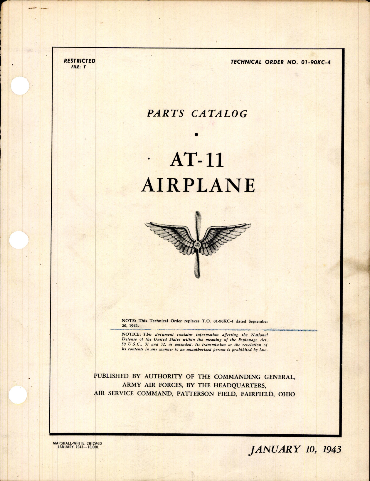 Sample page 1 from AirCorps Library document: Parts Catalog for AT-11 Airplane
