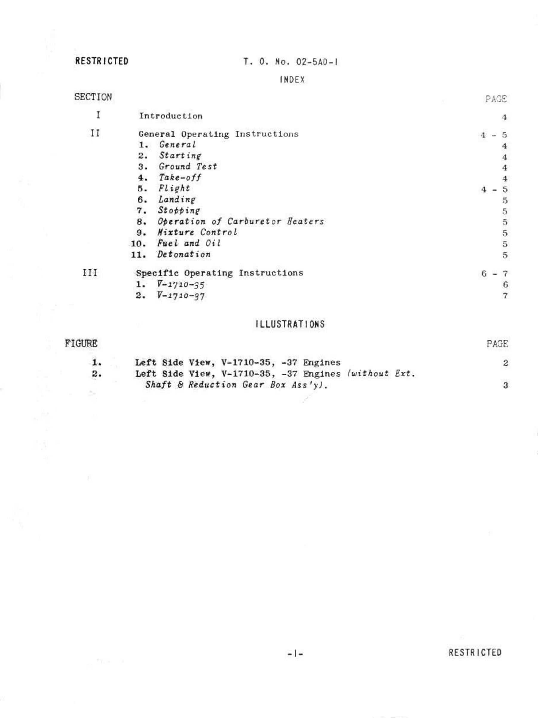 Sample page 2 from AirCorps Library document: Op and Flight Inst for the Model V-1710-35 Engine and Associated Models