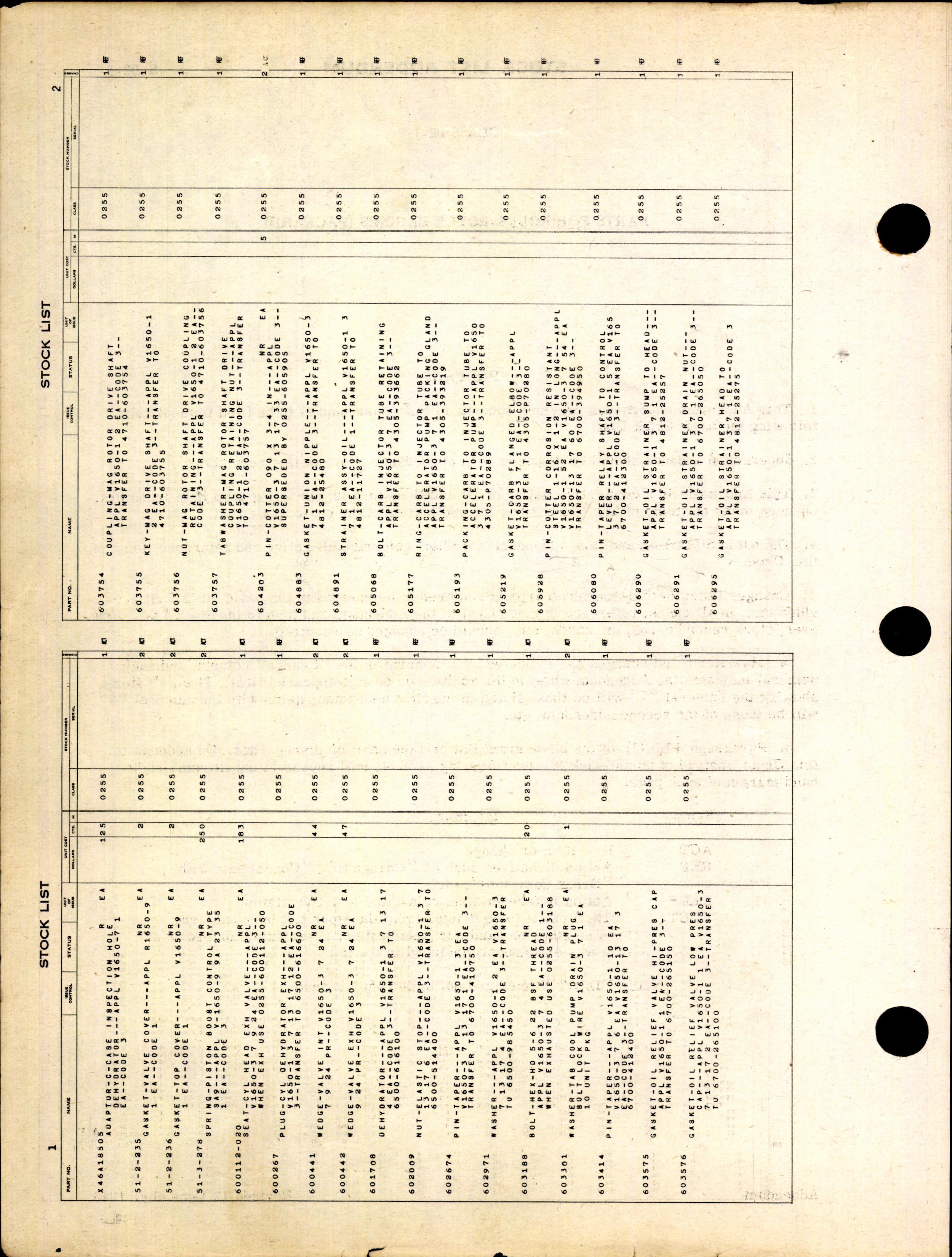 Sample page 4 from AirCorps Library document: Stock List Parts for Rolls-Royce Engines (Packard)