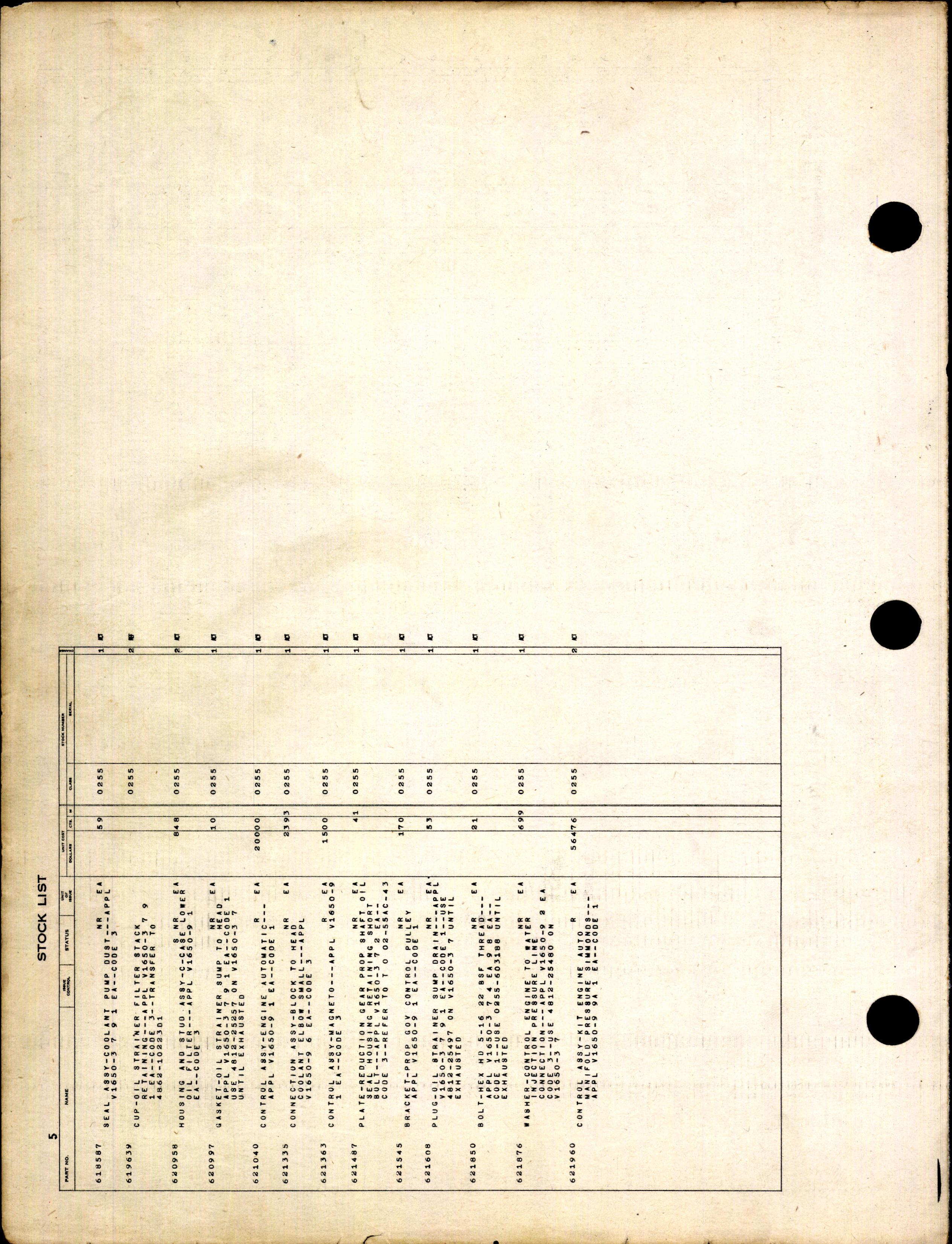 Sample page 6 from AirCorps Library document: Stock List Parts for Rolls-Royce Engines (Packard)