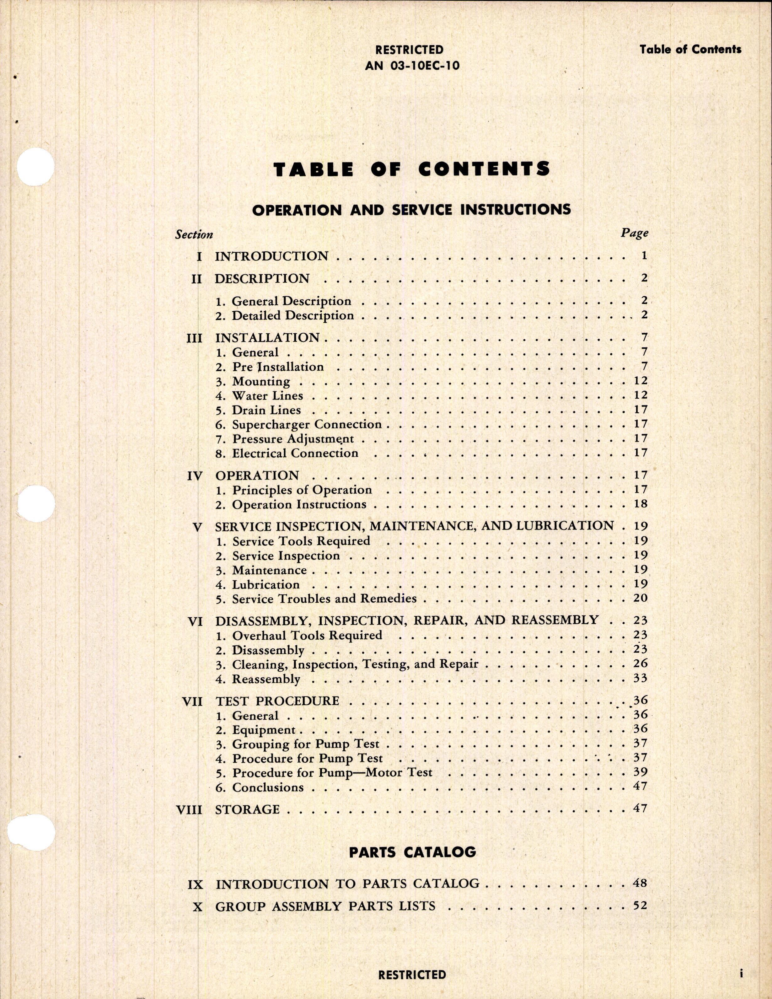 Sample page 3 from AirCorps Library document: Operation, Service, & Overhaul Instructions with Parts Catalog for Engine-Driven & Electric Motor Driven Water Injection Pumps