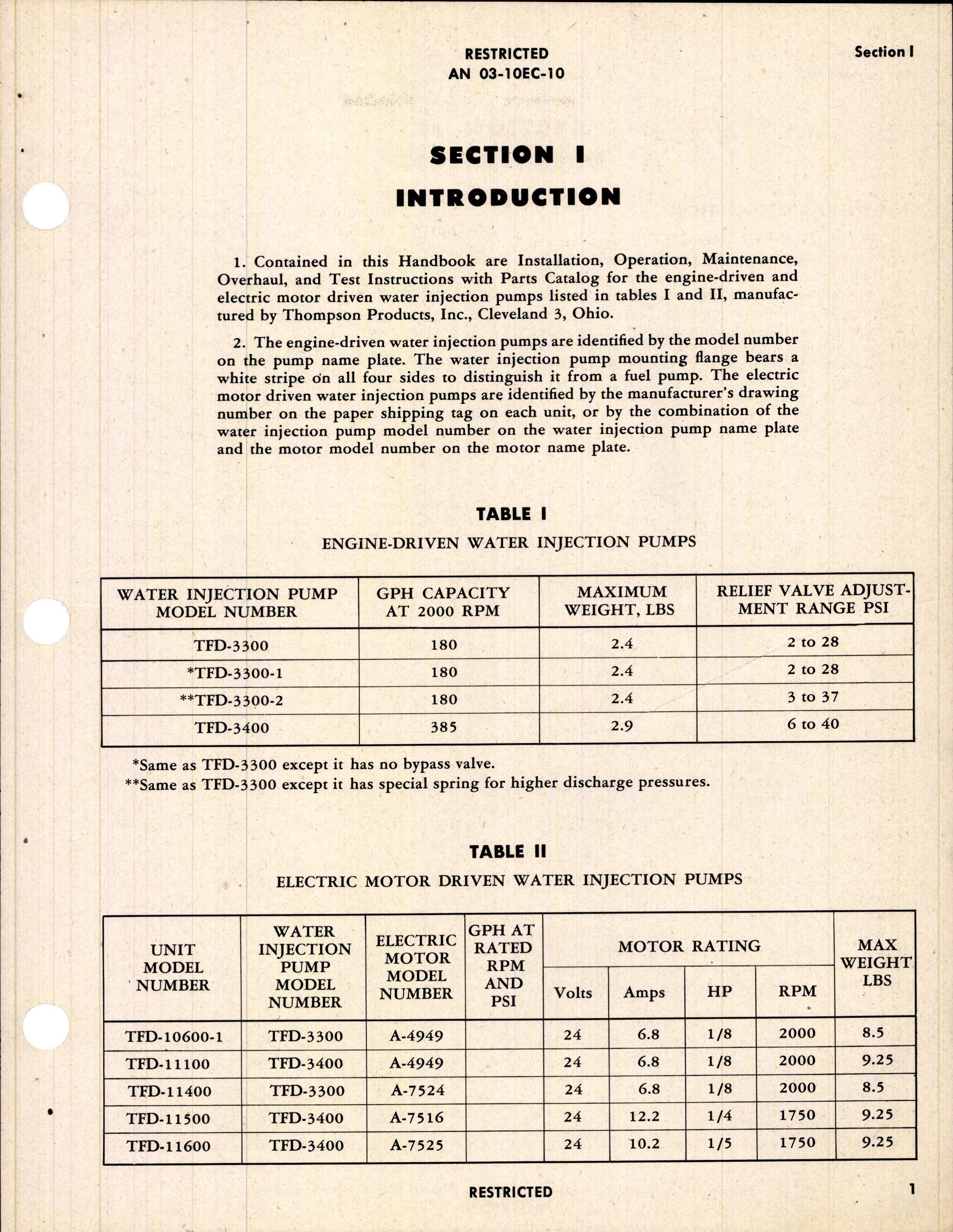 Sample page 5 from AirCorps Library document: Operation, Service, & Overhaul Instructions with Parts Catalog for Engine-Driven & Electric Motor Driven Water Injection Pumps
