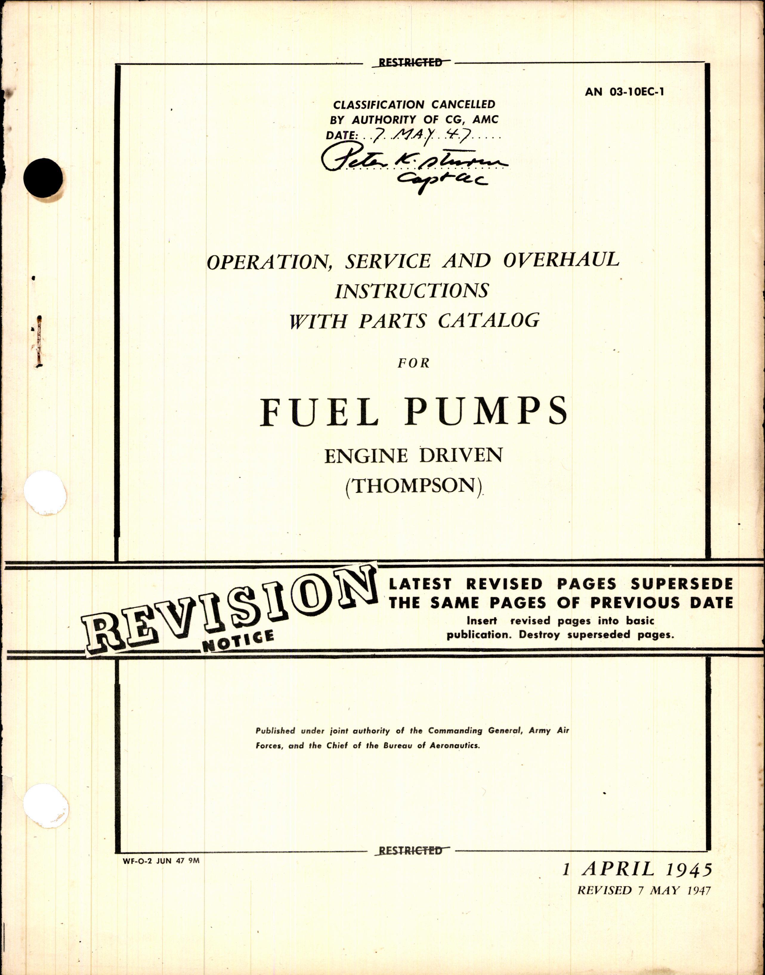 Sample page 5 from AirCorps Library document: Operation, Service, & Overhaul Instructions with Parts Catalog for Thompson Engine-Driven Fuel Pumps