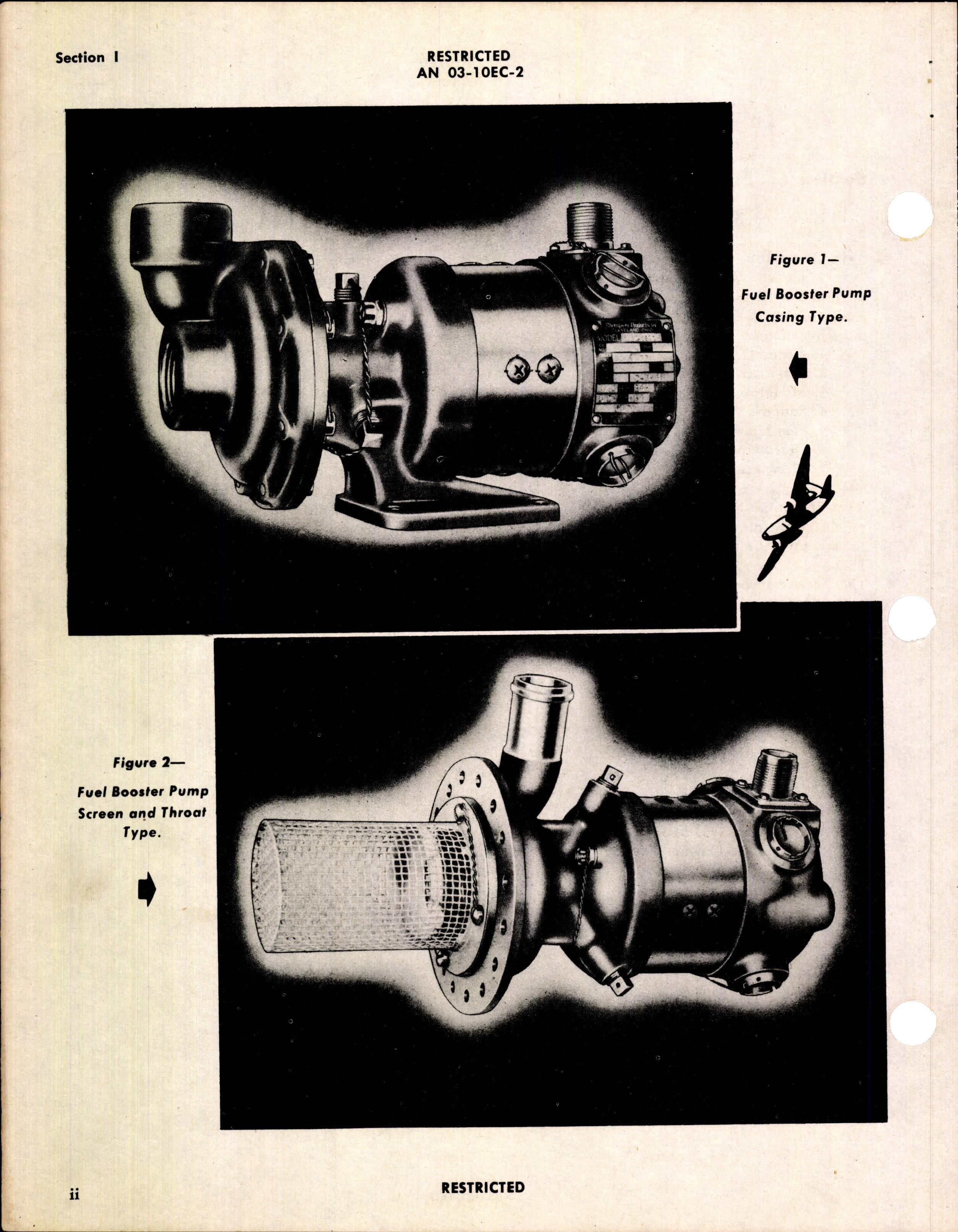 Sample page 4 from AirCorps Library document: Operation, Service, & Overhaul Instructions with Parts Catalog for Motor-Driven Fuel Booster Pumps