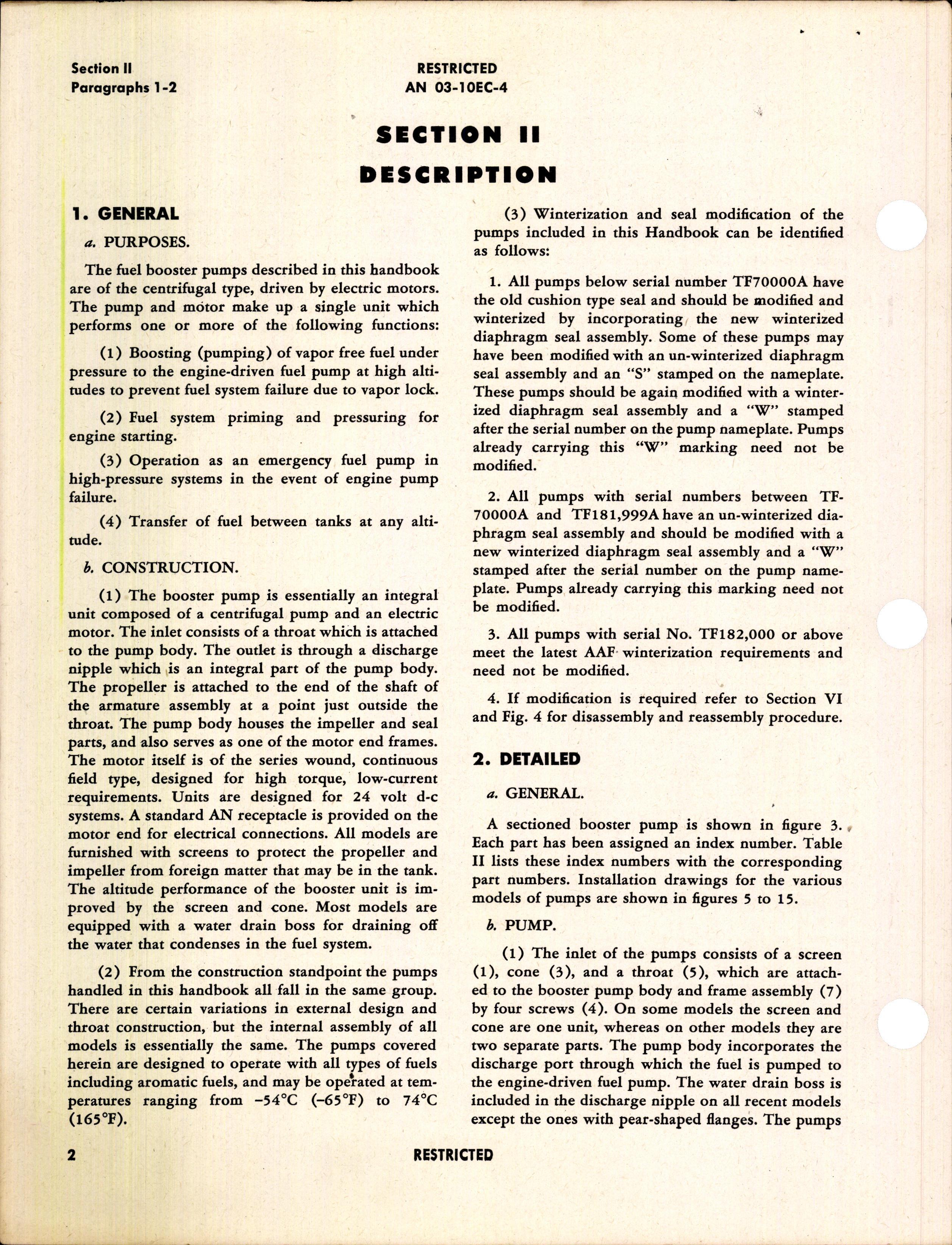 Sample page 6 from AirCorps Library document: Operation, Service, & Overhaul Instructions with Parts Catalog for Thompson Fuel Booster Pumps
