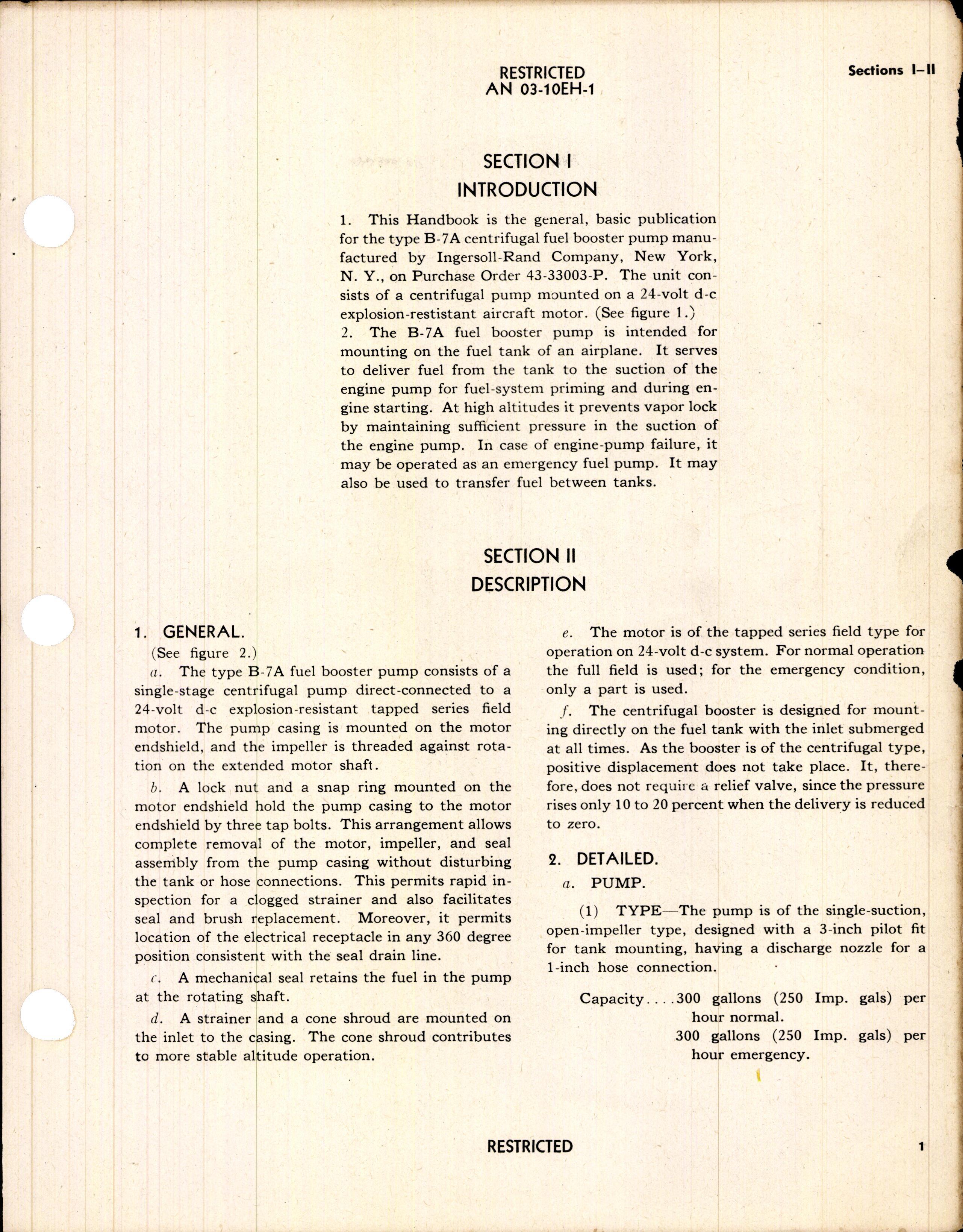 Sample page 5 from AirCorps Library document: Handbook of Instructions with Parts Catalog for Type B-7A Fuel Booster Pump