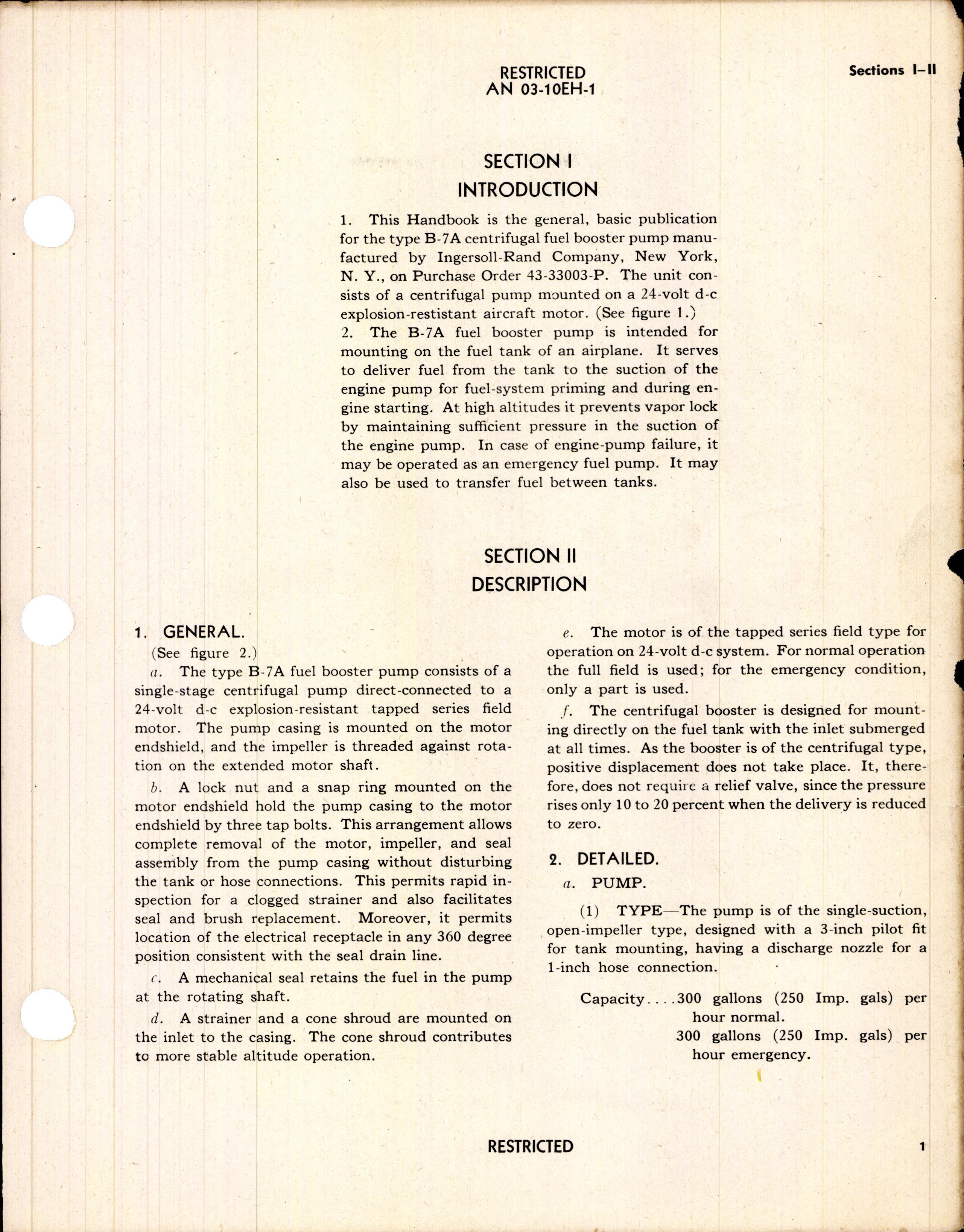 Sample page 5 from AirCorps Library document: Handbook of Instructions with Parts Catalog for Type B-7A Fuel Booster Pump