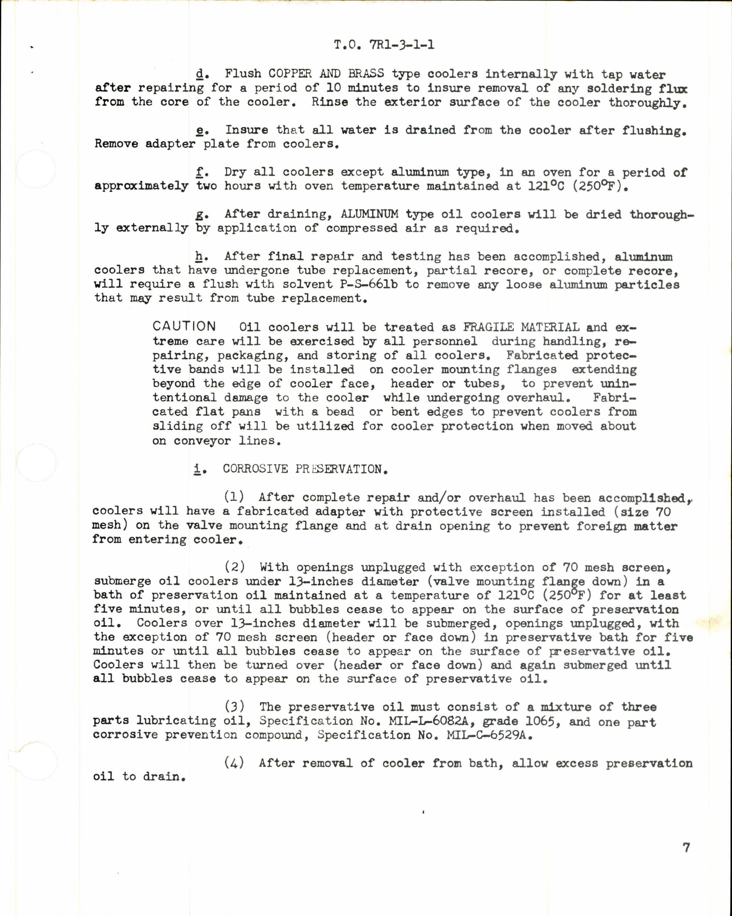 Sample page 7 from AirCorps Library document: Cleaning, Testing, and Corrosive Treatment of Air to Oil, Cooled Aluminum, Brass and Copper type Oil Coolers