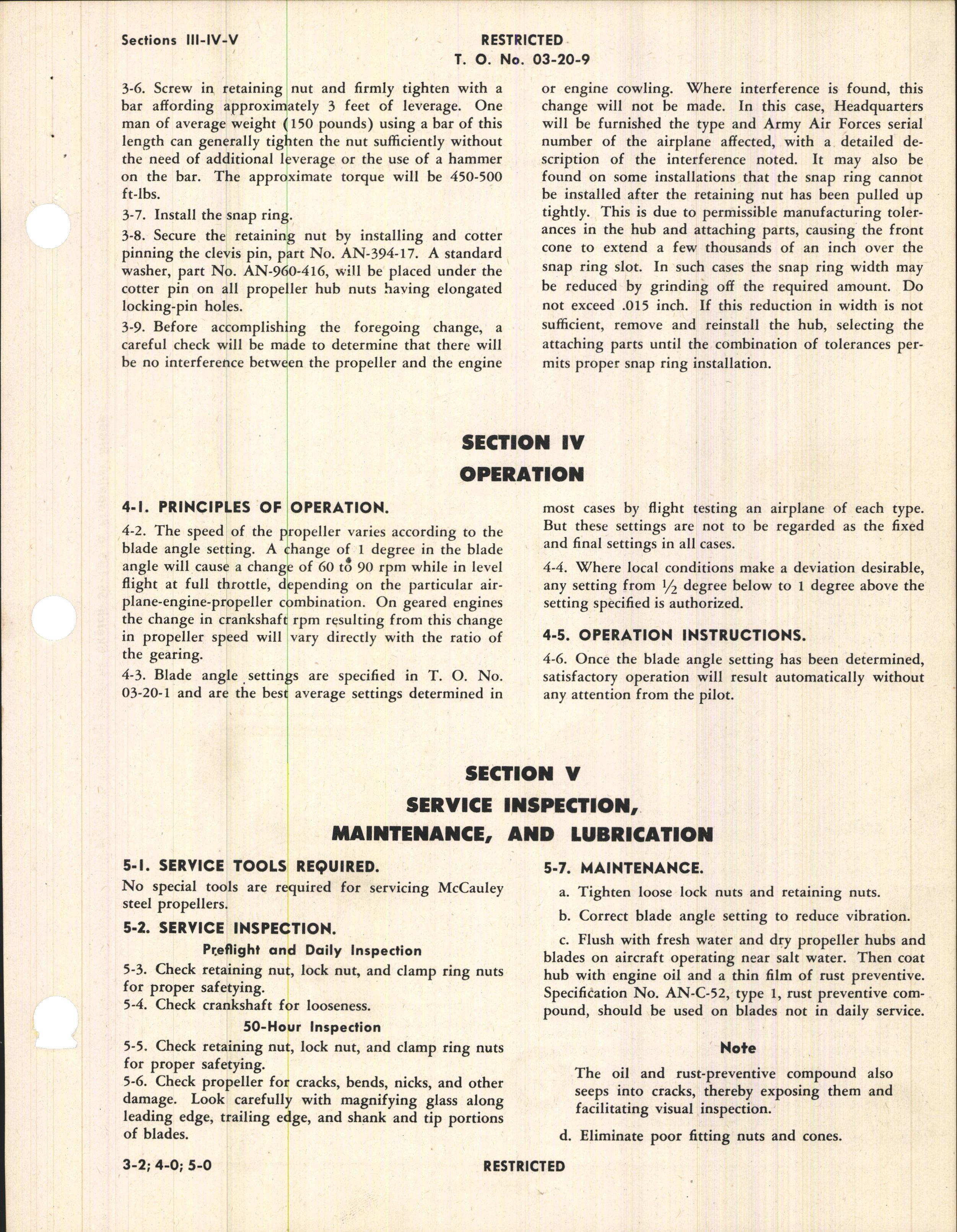 Sample page 5 from AirCorps Library document: Operation, Serivce, & Overhaul Instructions with Parts Catalog for Steel Propellers