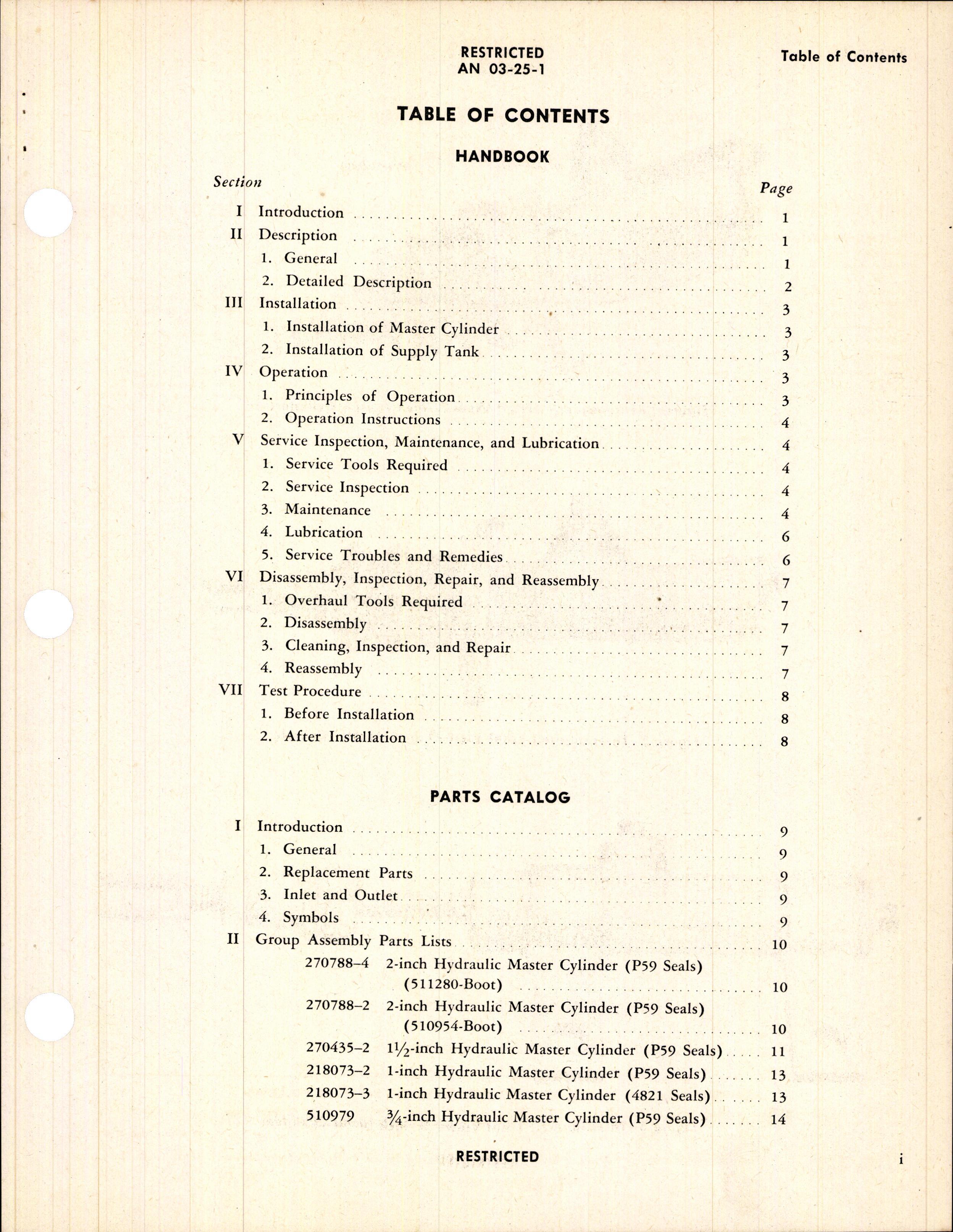 Sample page 3 from AirCorps Library document: Handbook of Instructions with Parts Catalog for Goodyear Master Brake Cylinders