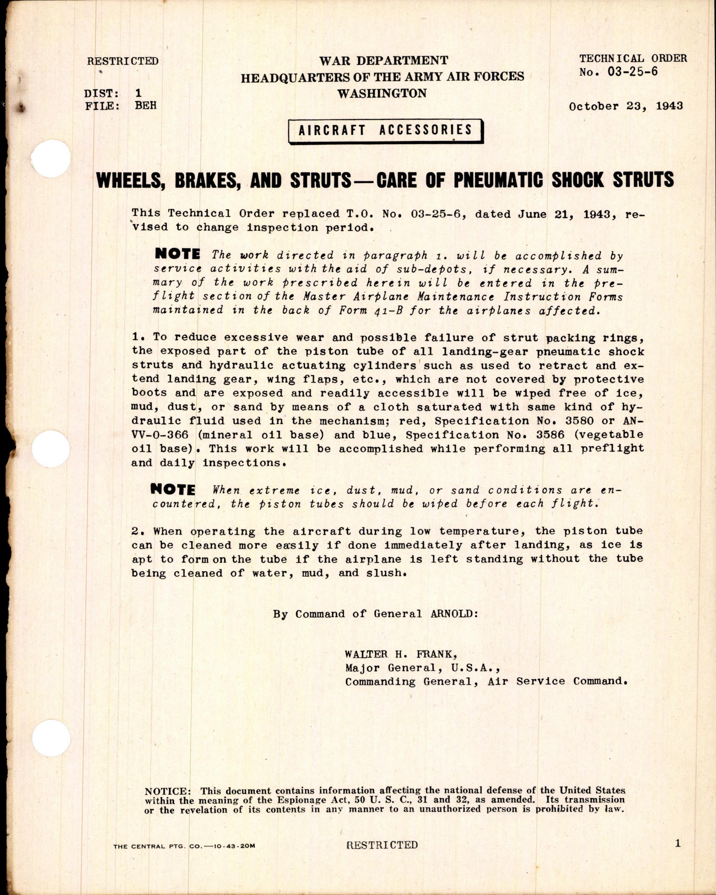 Sample page 1 from AirCorps Library document: Care of Pneumatic Shock Struts