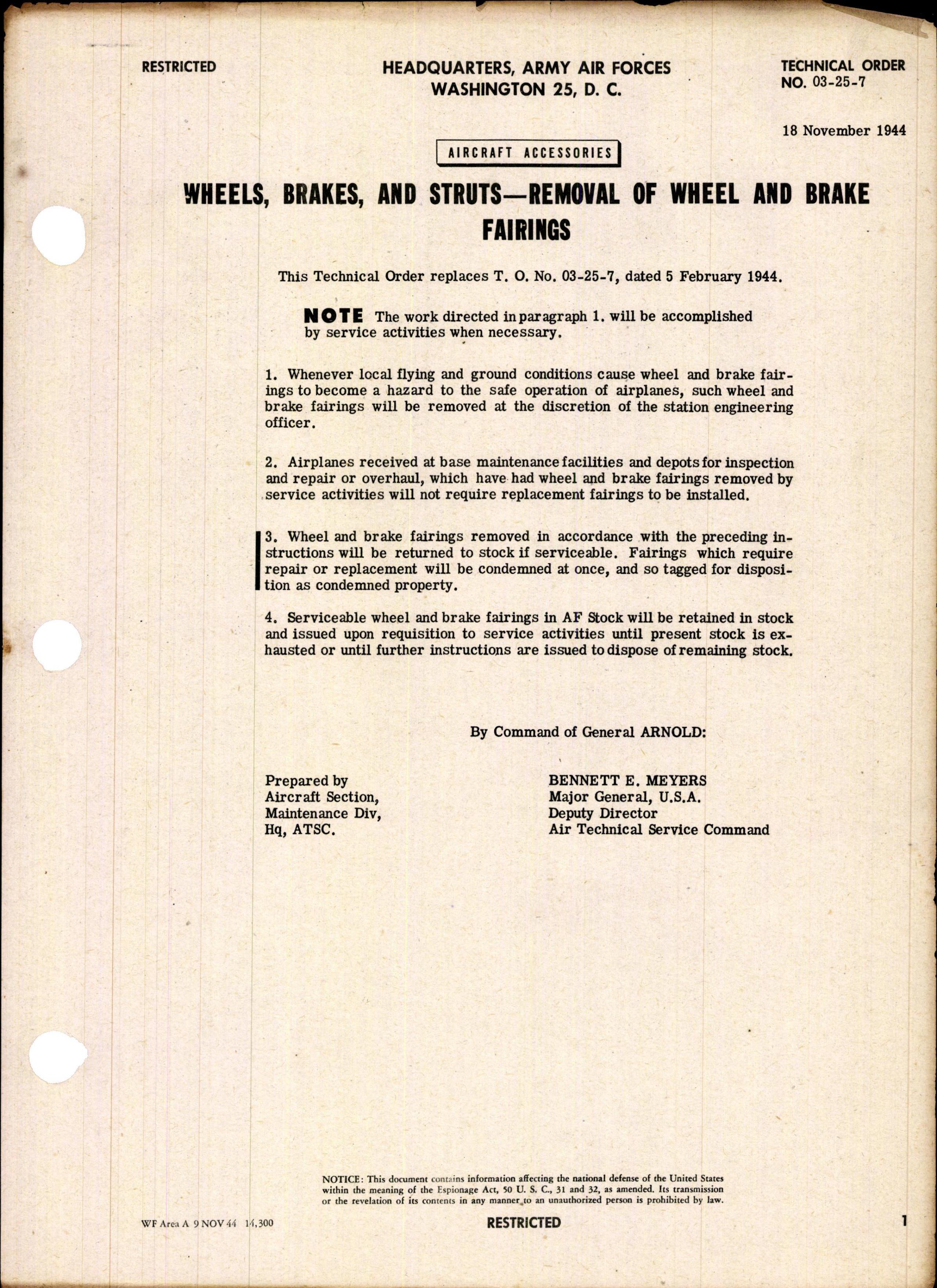 Sample page 1 from AirCorps Library document: Removal of Wheel and Brake Fairings