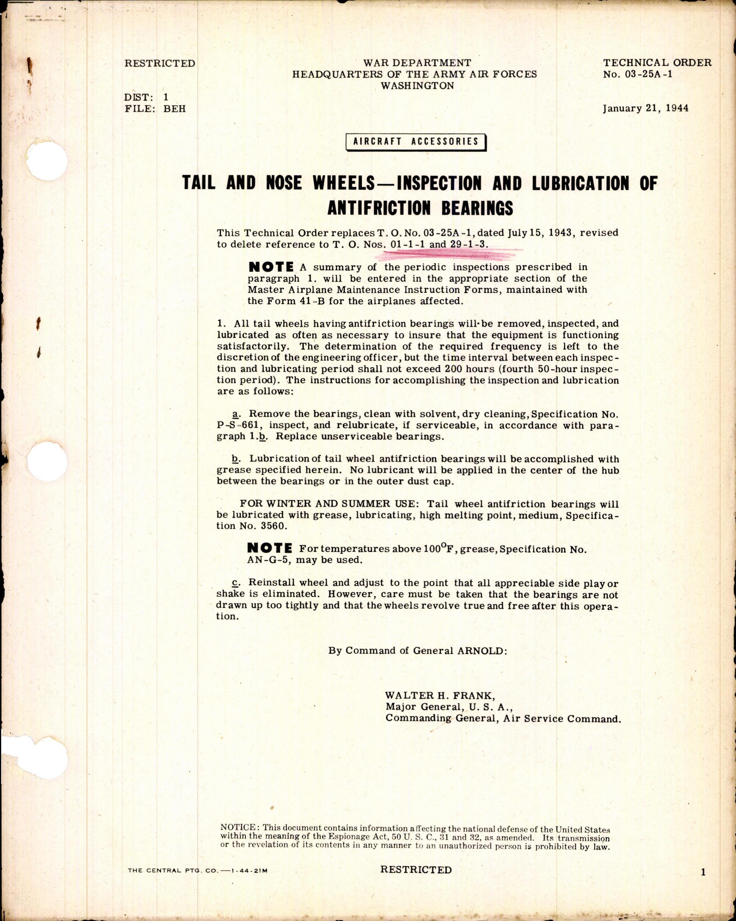 Sample page 1 from AirCorps Library document: Inspection and Lubrication of Antifriction Bearings