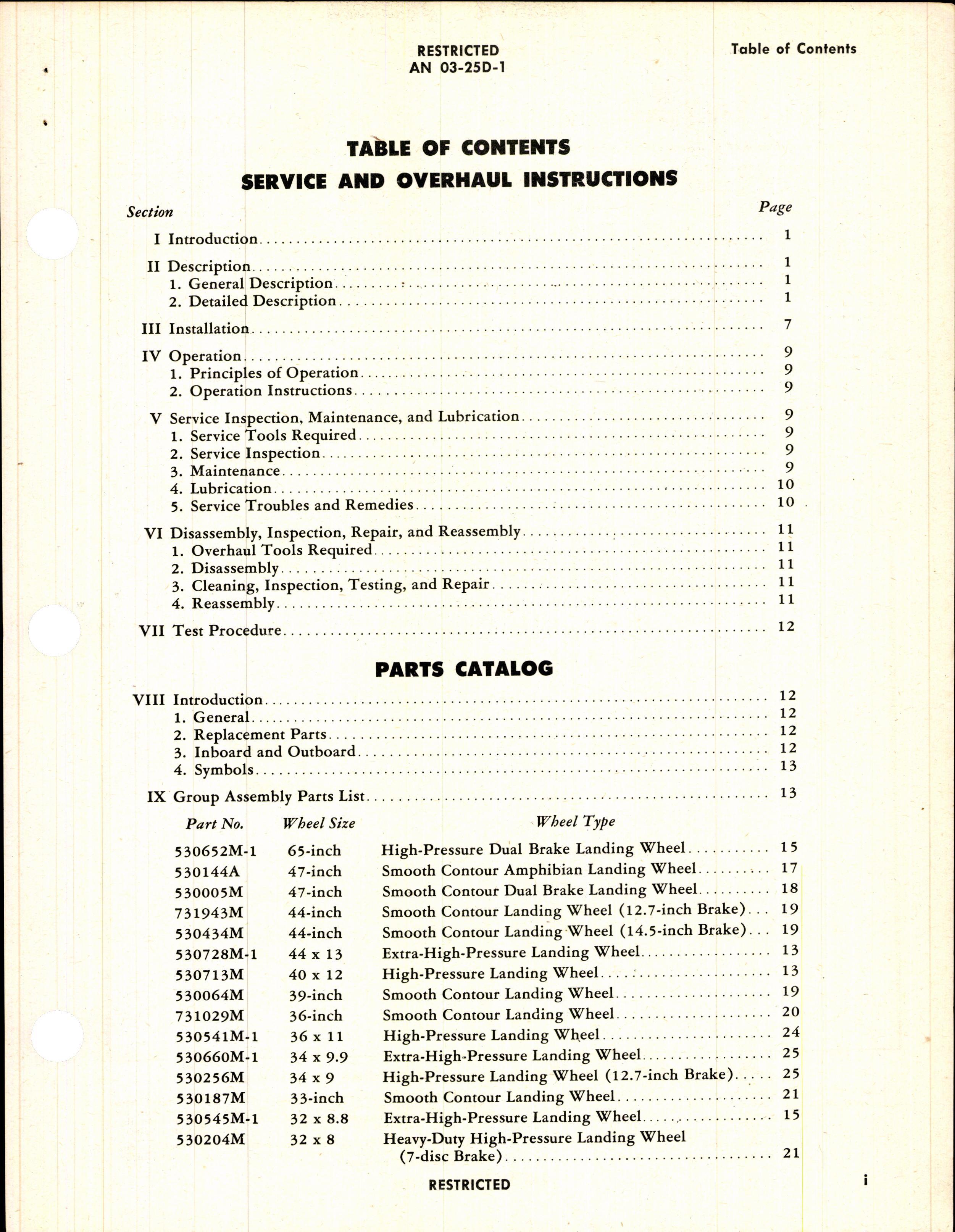 Sample page 3 from AirCorps Library document: Operation, Service, & Overhaul Instructions with Parts Catalog for Landing Wheels For Use With Multiple Disc Brakes