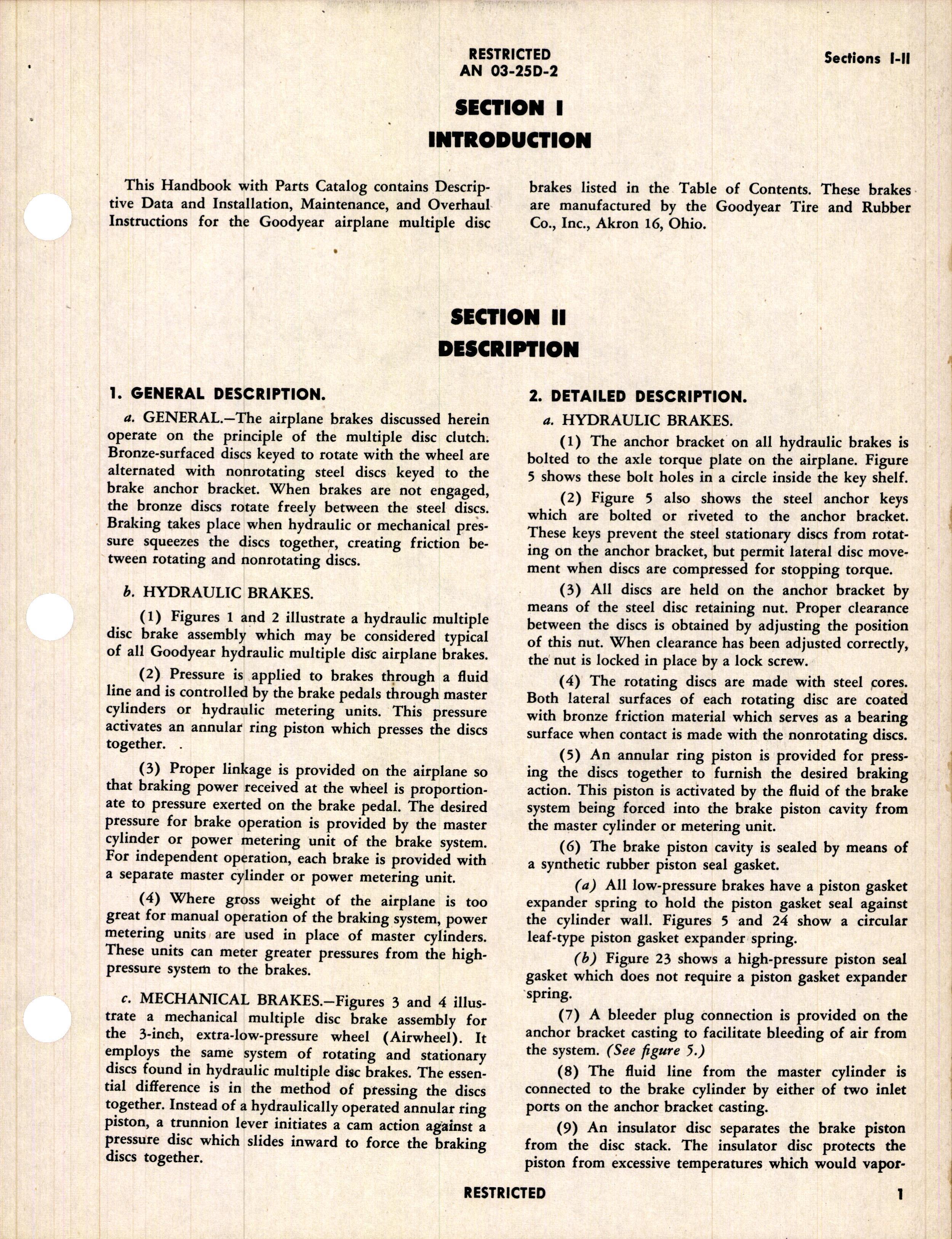 Sample page 7 from AirCorps Library document: Operation, Service, & Overhaul Instructions with Parts Catalog for Goodyear Multiple Disc Brakes