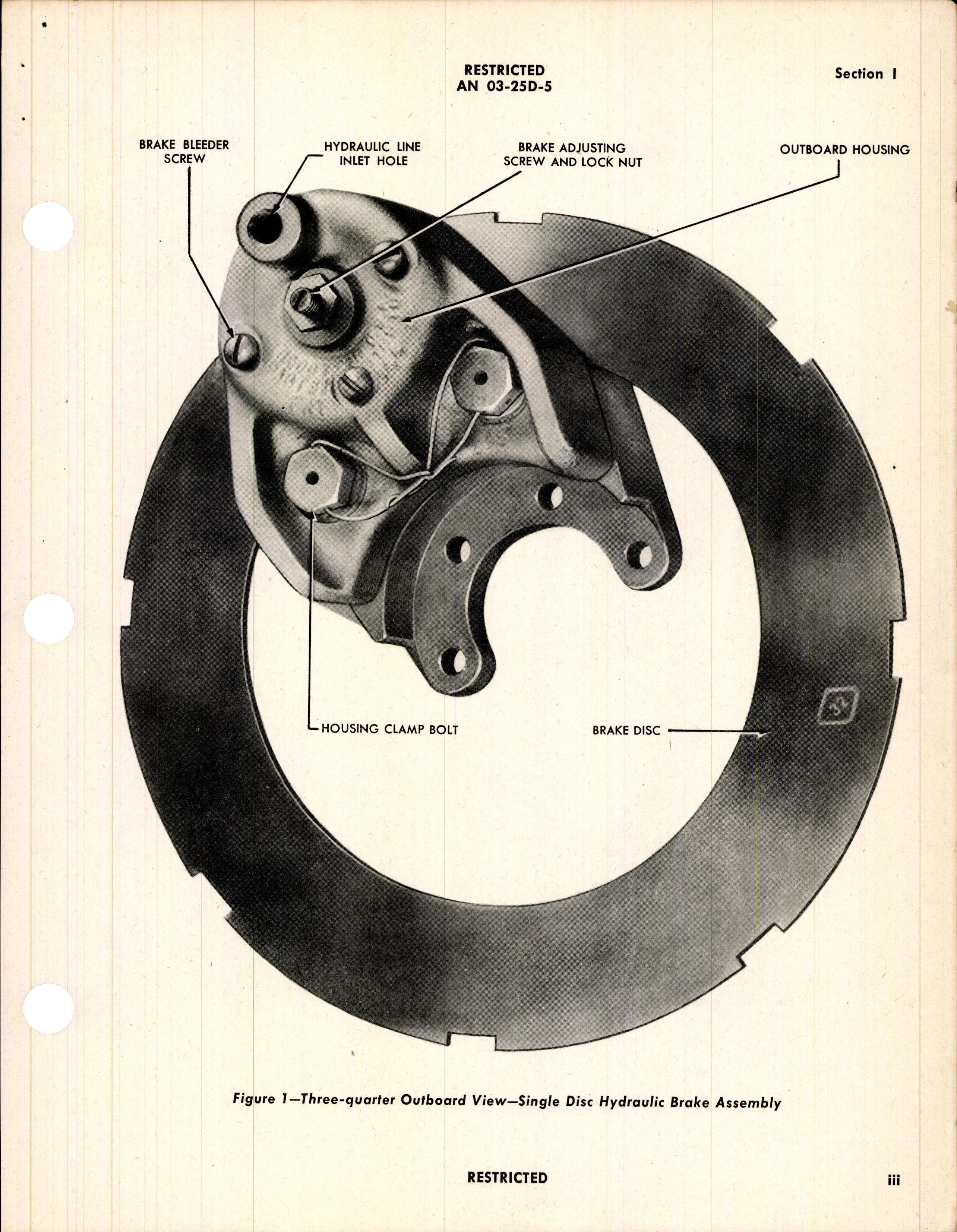 Sample page 5 from AirCorps Library document: Operation, Service, & Overhaul Instructions with Parts Catalog for Goodyear Single Disc Brakes