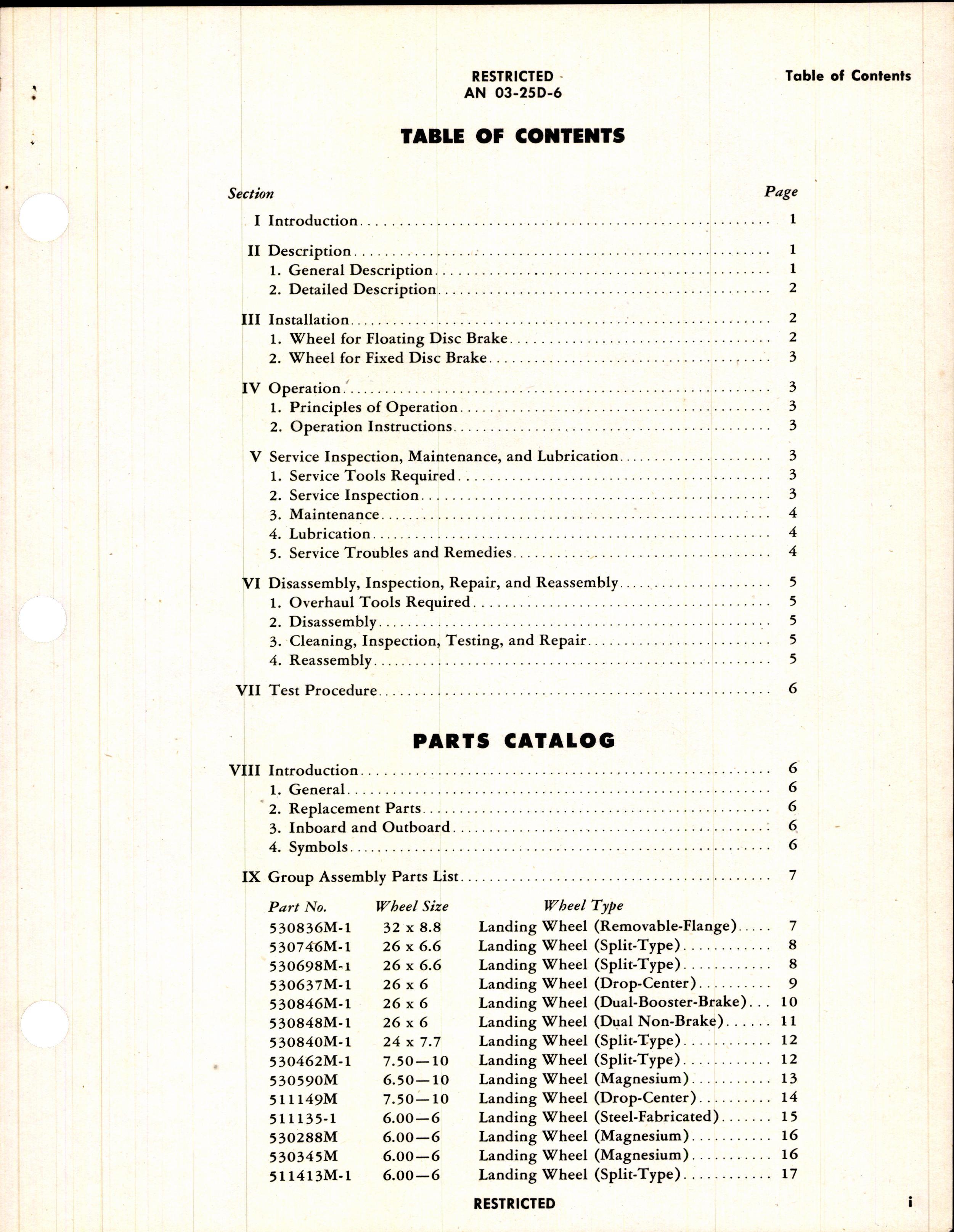 Sample page 3 from AirCorps Library document: Handbook of Instructions with Parts Catalog for Landing Wheels For Use With Single Disc Brakes