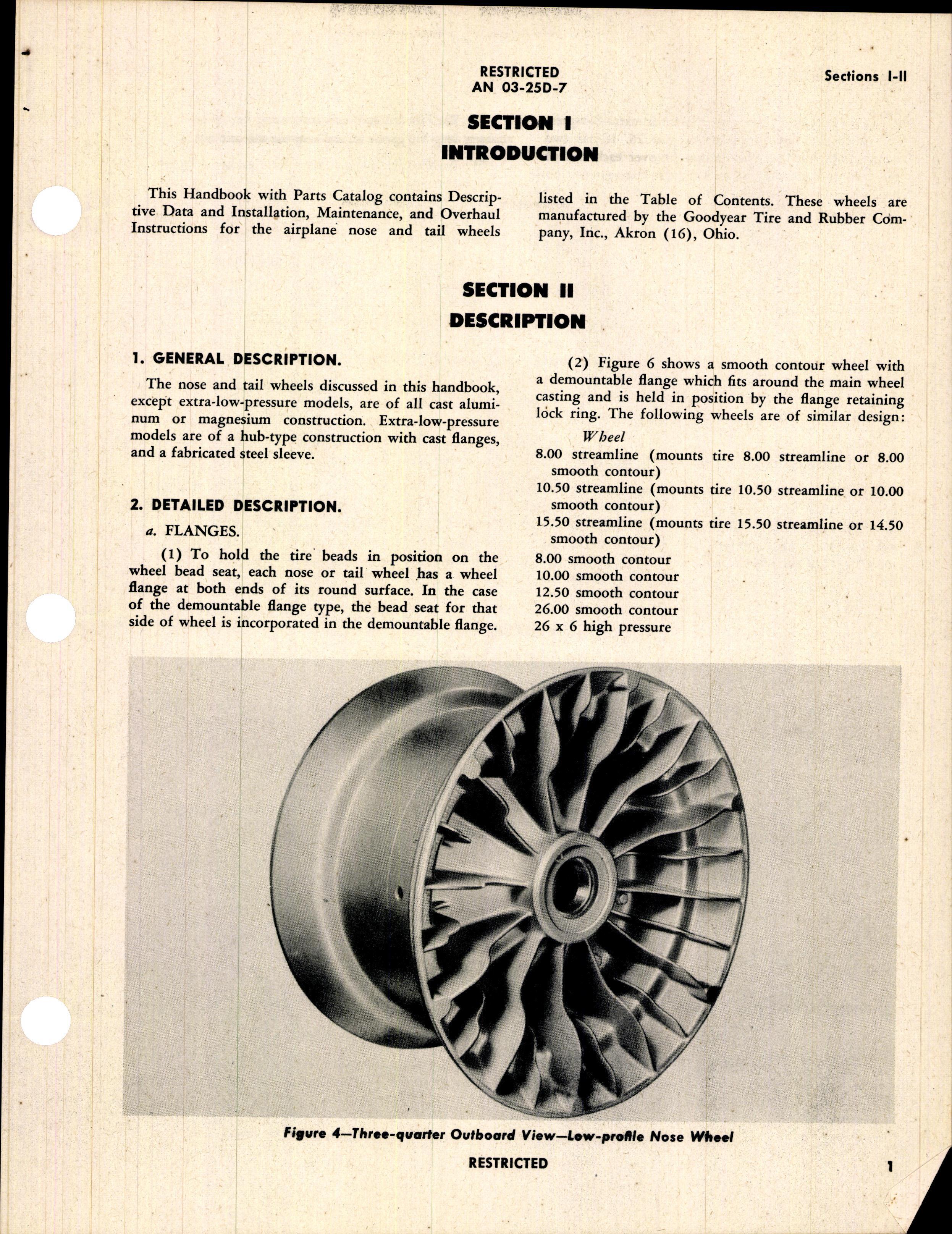 Sample page 7 from AirCorps Library document: Operation, Service, & Overhaul Instructions with Parts Catalog for Goodyear Nose and Tail Wheels