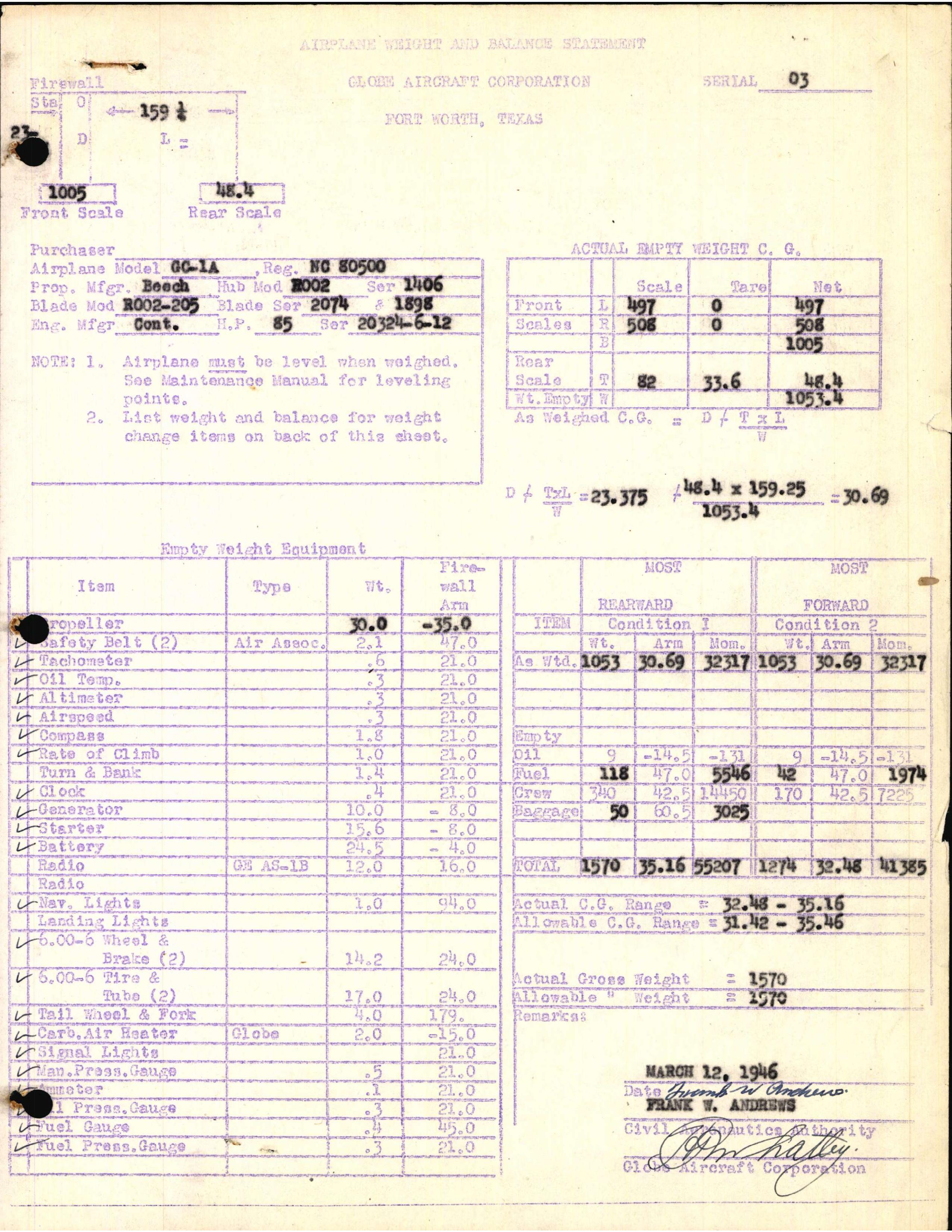 Sample page 5 from AirCorps Library document: Technical Information for Serial Number 03