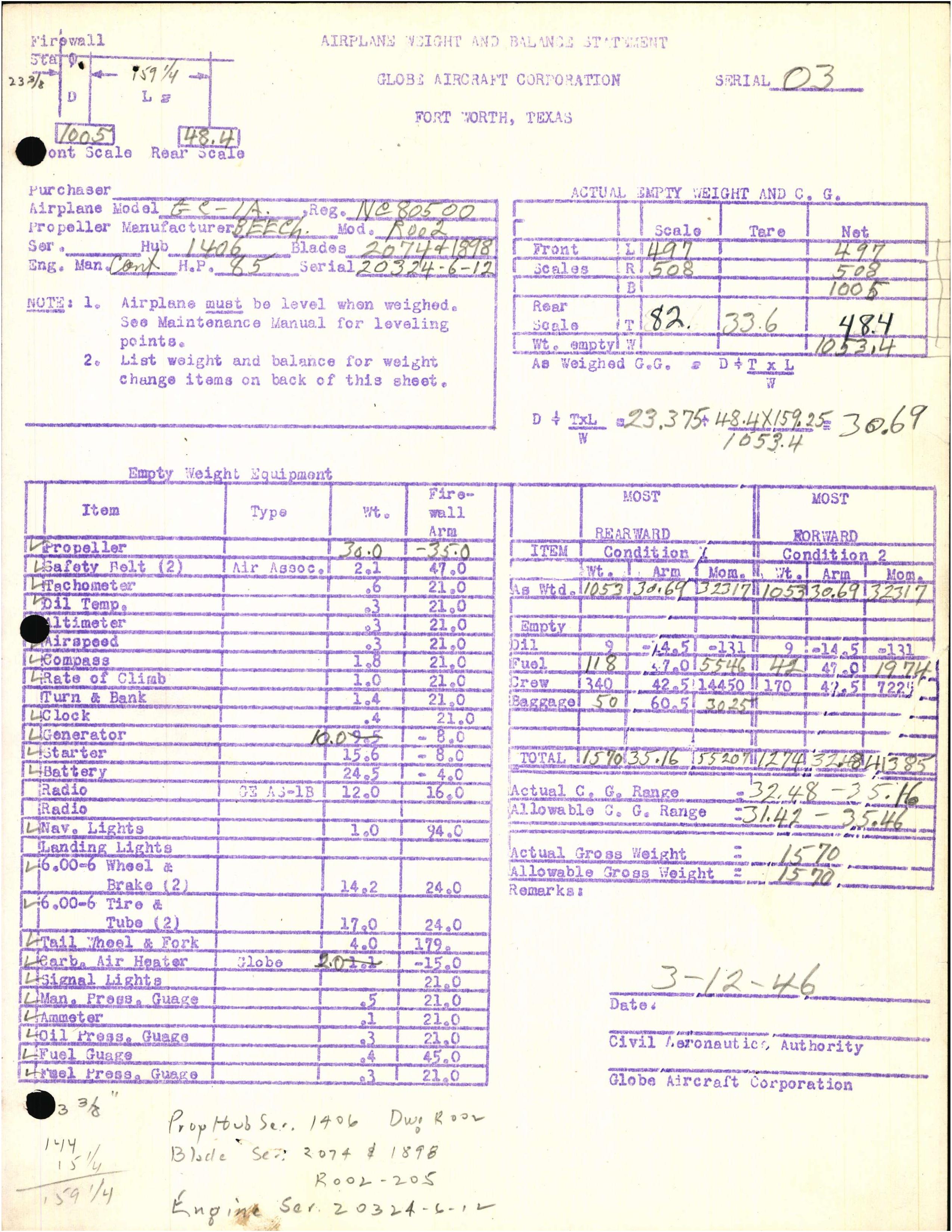 Sample page 9 from AirCorps Library document: Technical Information for Serial Number 03