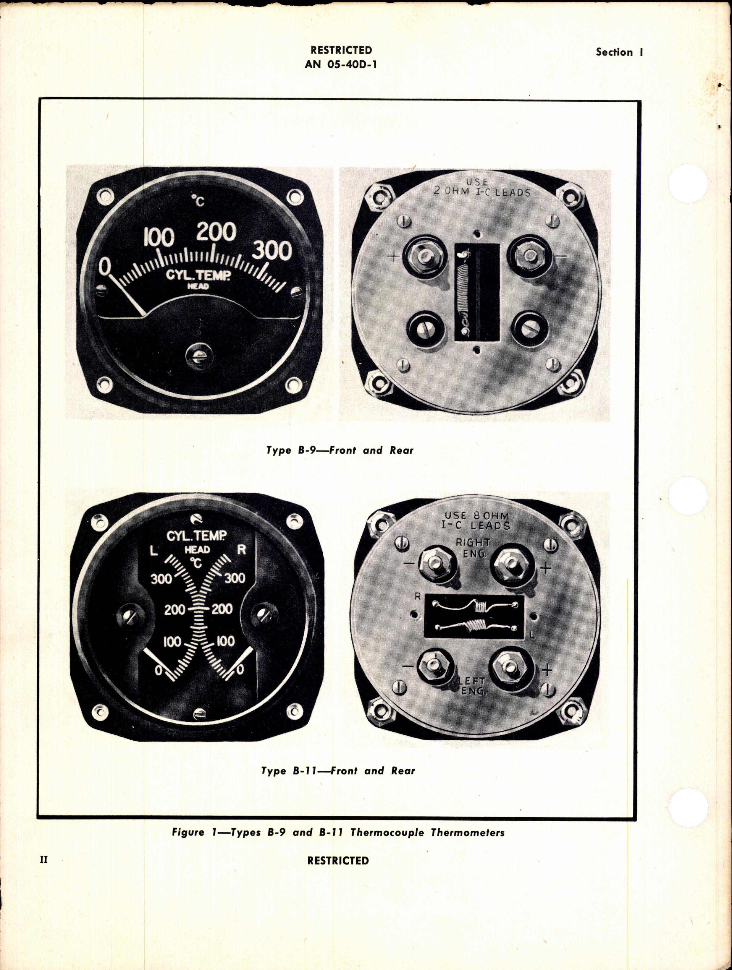 Sample page 4 from AirCorps Library document: Operation, Service, and Overhaul Instructions with Parts Catalog for Type B-9 and B-11 Thermocouple Thermometers