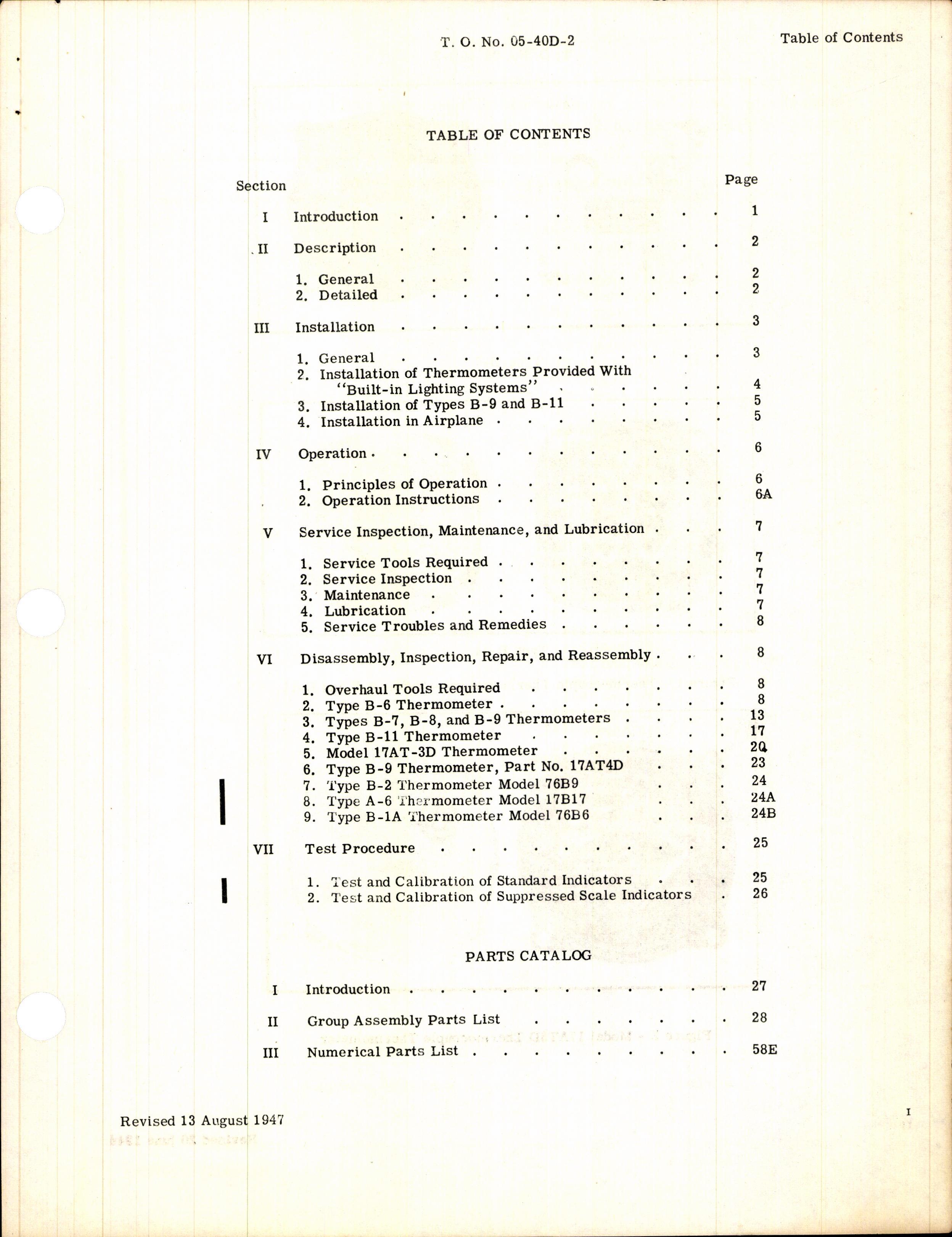 Sample page 3 from AirCorps Library document: Operation, Service, & Overhaul Instructions with Parts Catalog for Lewis Thermocouple Thermometers
