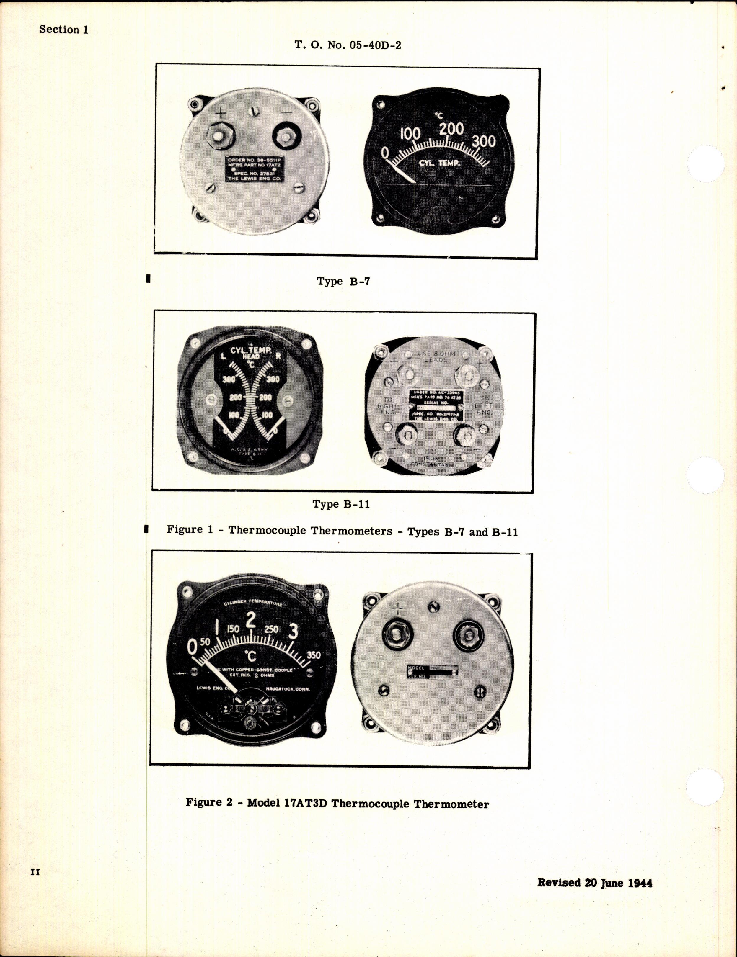Sample page 4 from AirCorps Library document: Operation, Service, & Overhaul Instructions with Parts Catalog for Lewis Thermocouple Thermometers