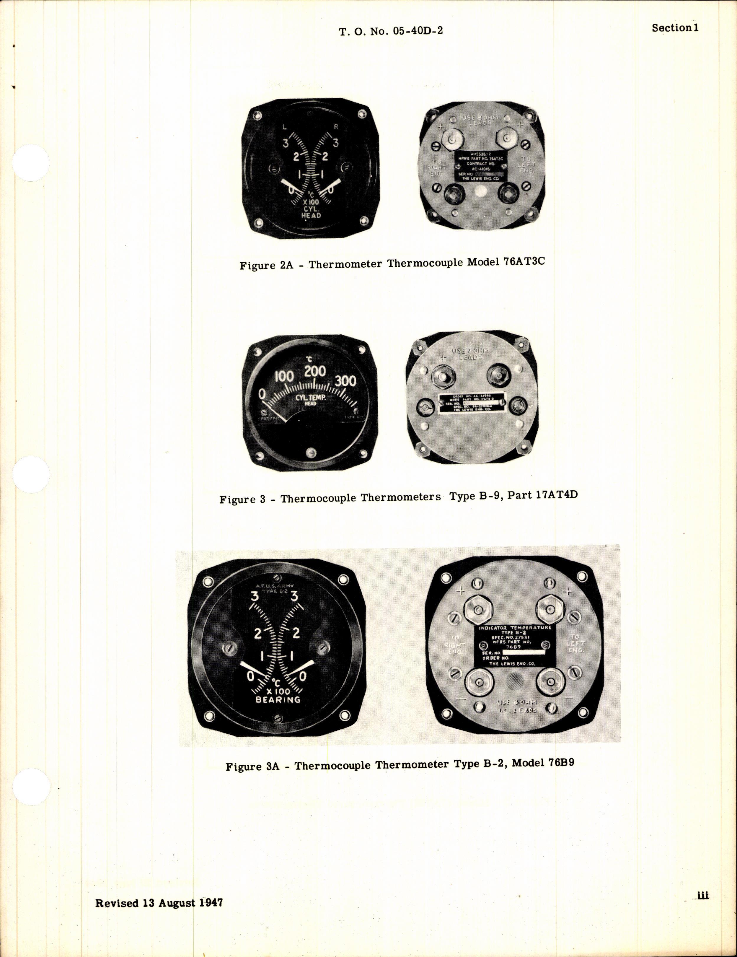 Sample page 5 from AirCorps Library document: Operation, Service, & Overhaul Instructions with Parts Catalog for Lewis Thermocouple Thermometers