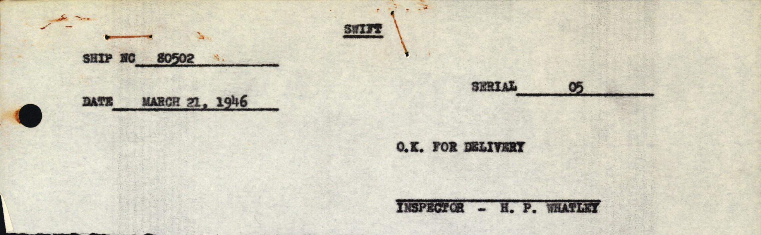 Sample page 3 from AirCorps Library document: Technical Information for Serial Number 05