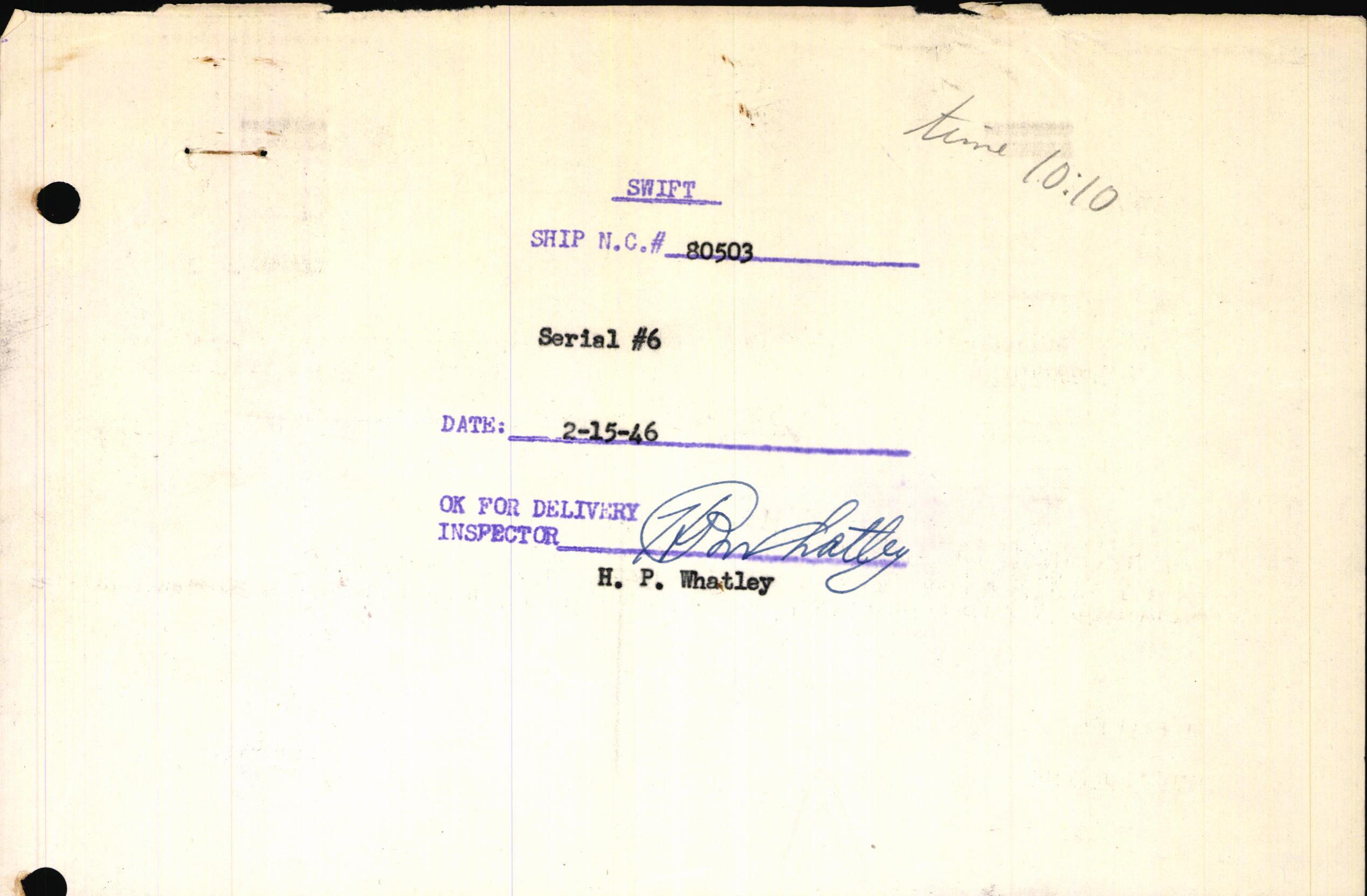 Sample page 3 from AirCorps Library document: Technical Information for Serial Number 06