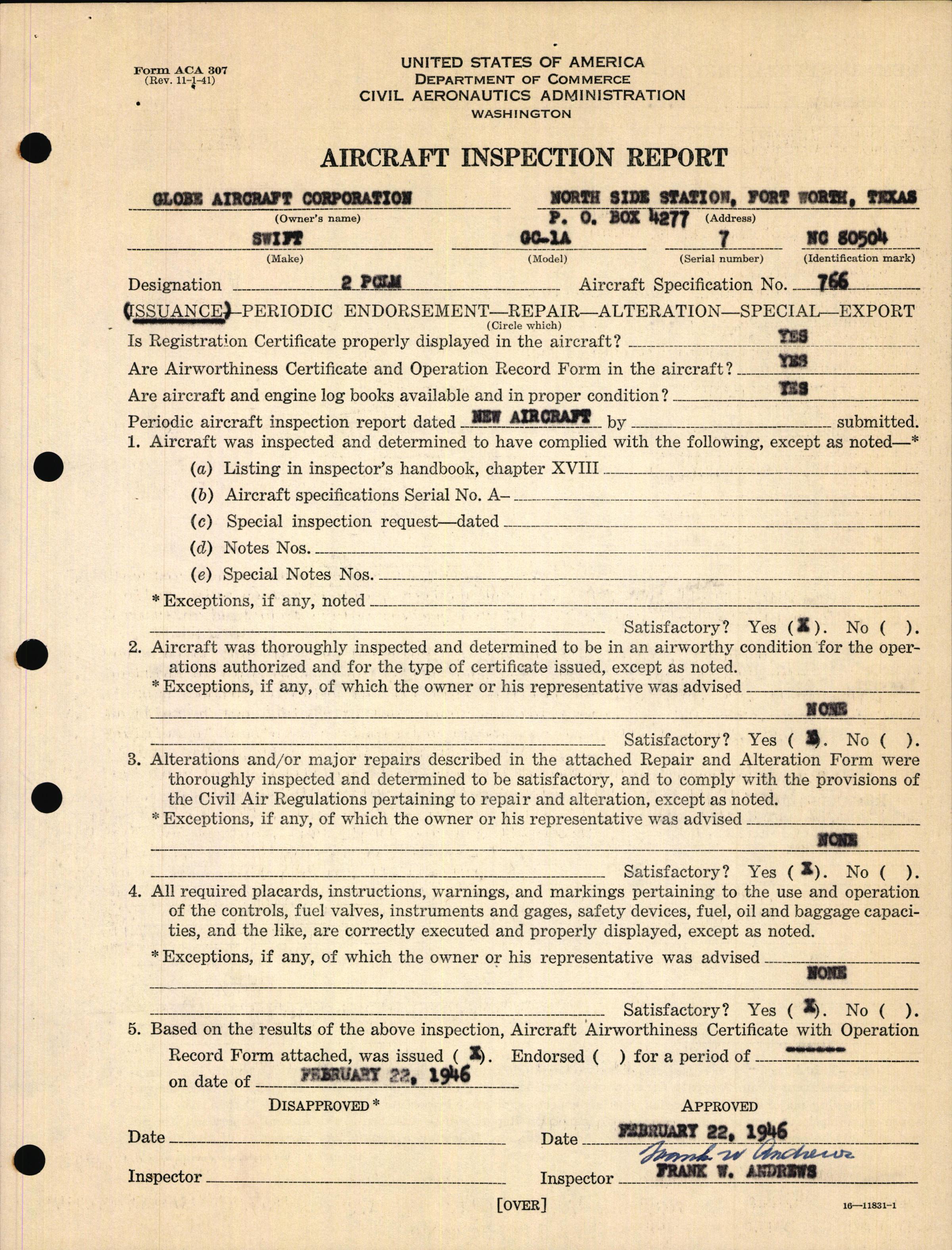 Sample page 5 from AirCorps Library document: Technical Information for Serial Number 07