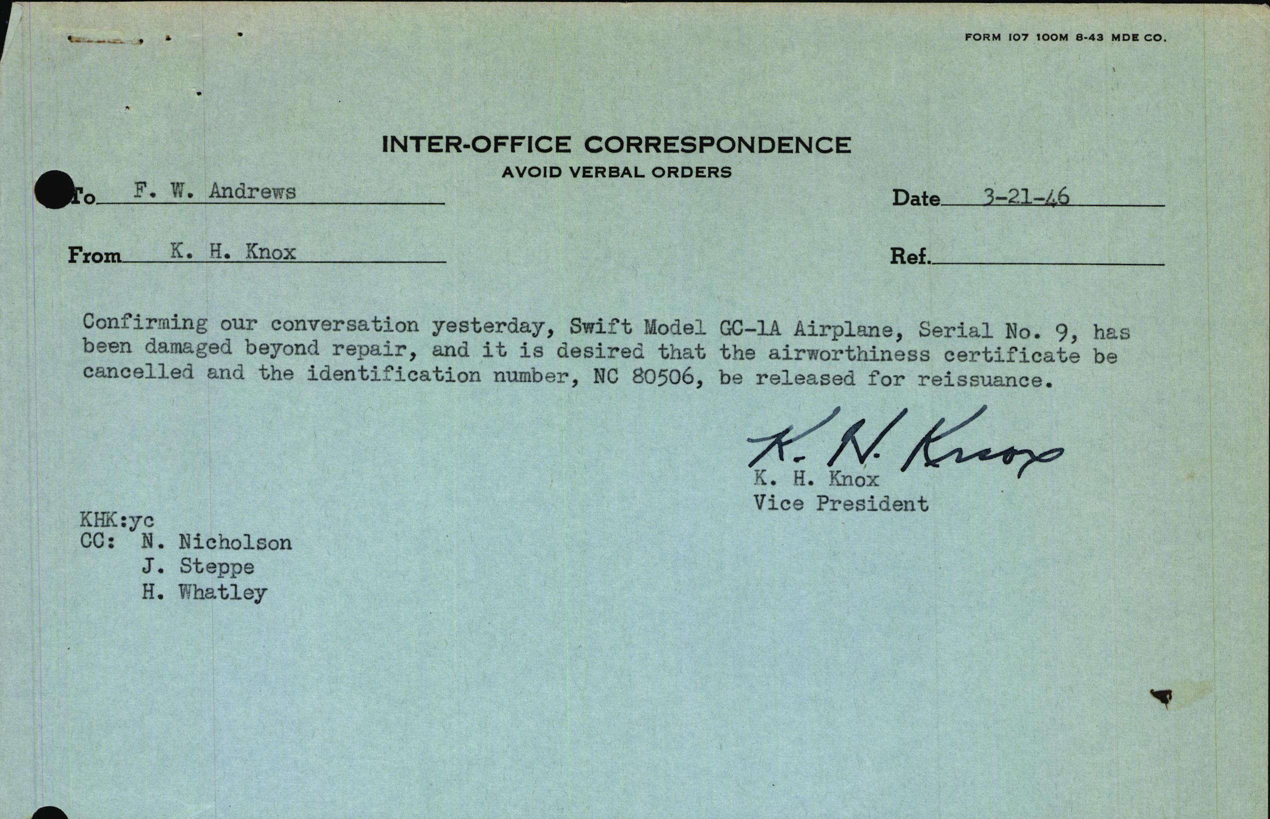 Sample page 6 from AirCorps Library document: Technical Information for Serial Number 09