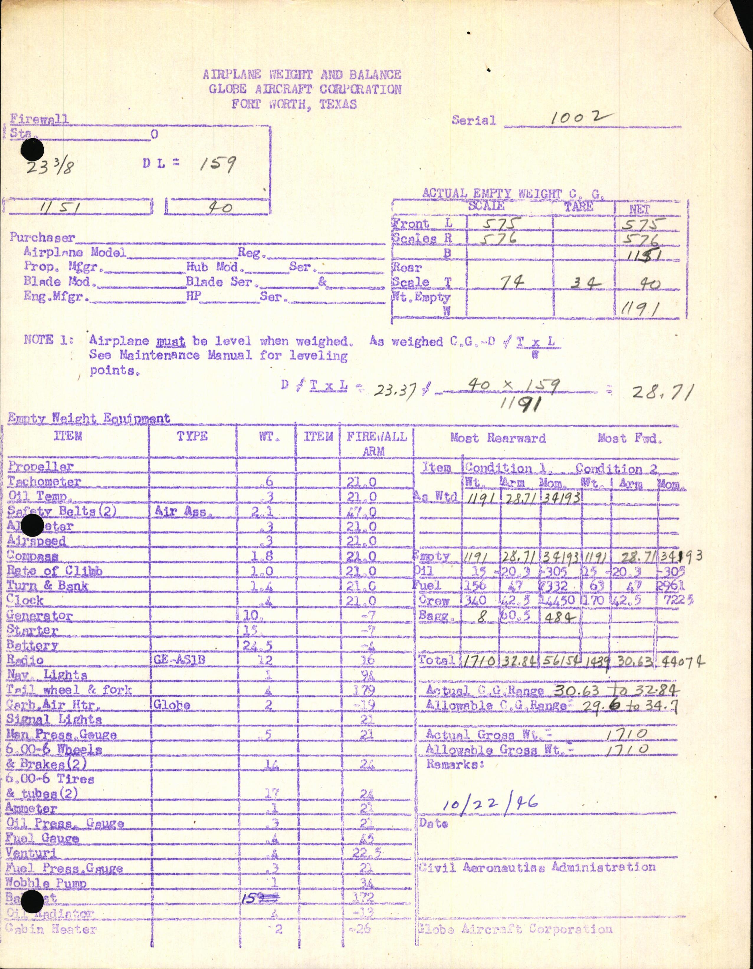 Sample page 5 from AirCorps Library document: Technical Information for Serial Number 1002