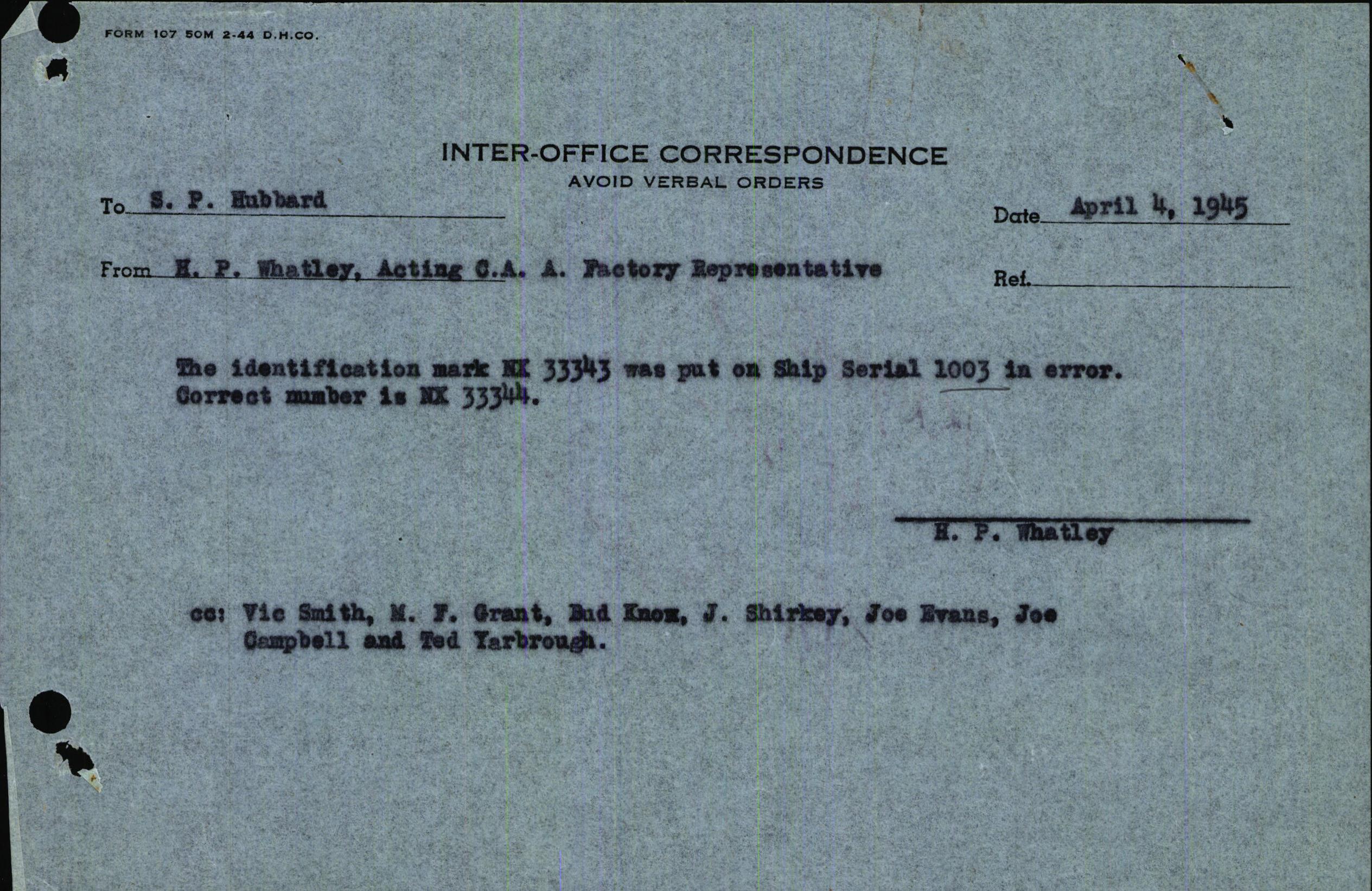 Sample page 3 from AirCorps Library document: Technical Information for Serial Number 1003