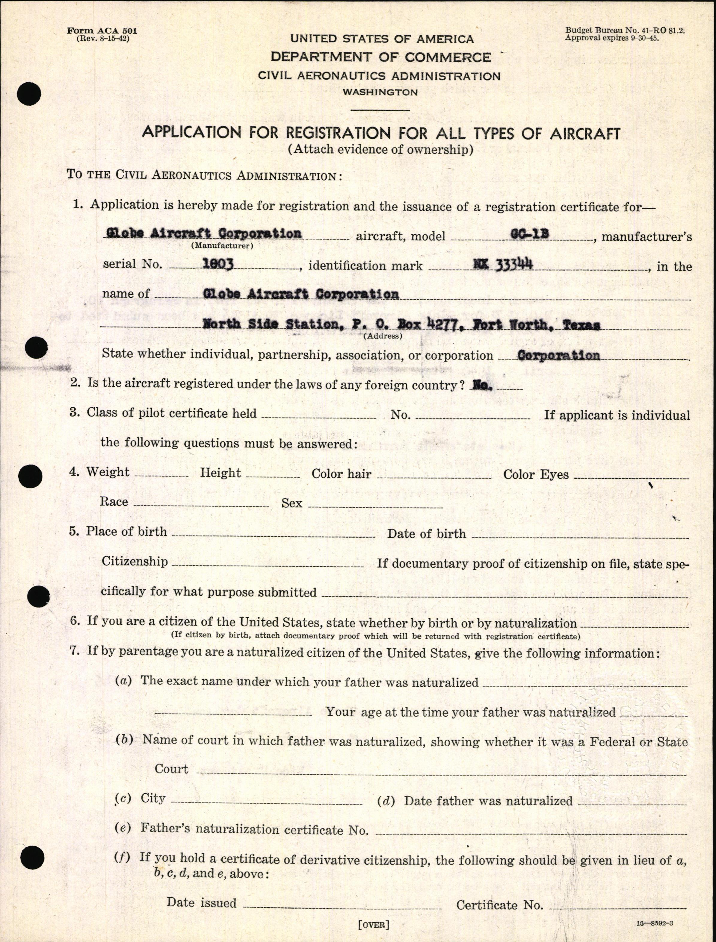 Sample page 7 from AirCorps Library document: Technical Information for Serial Number 1003