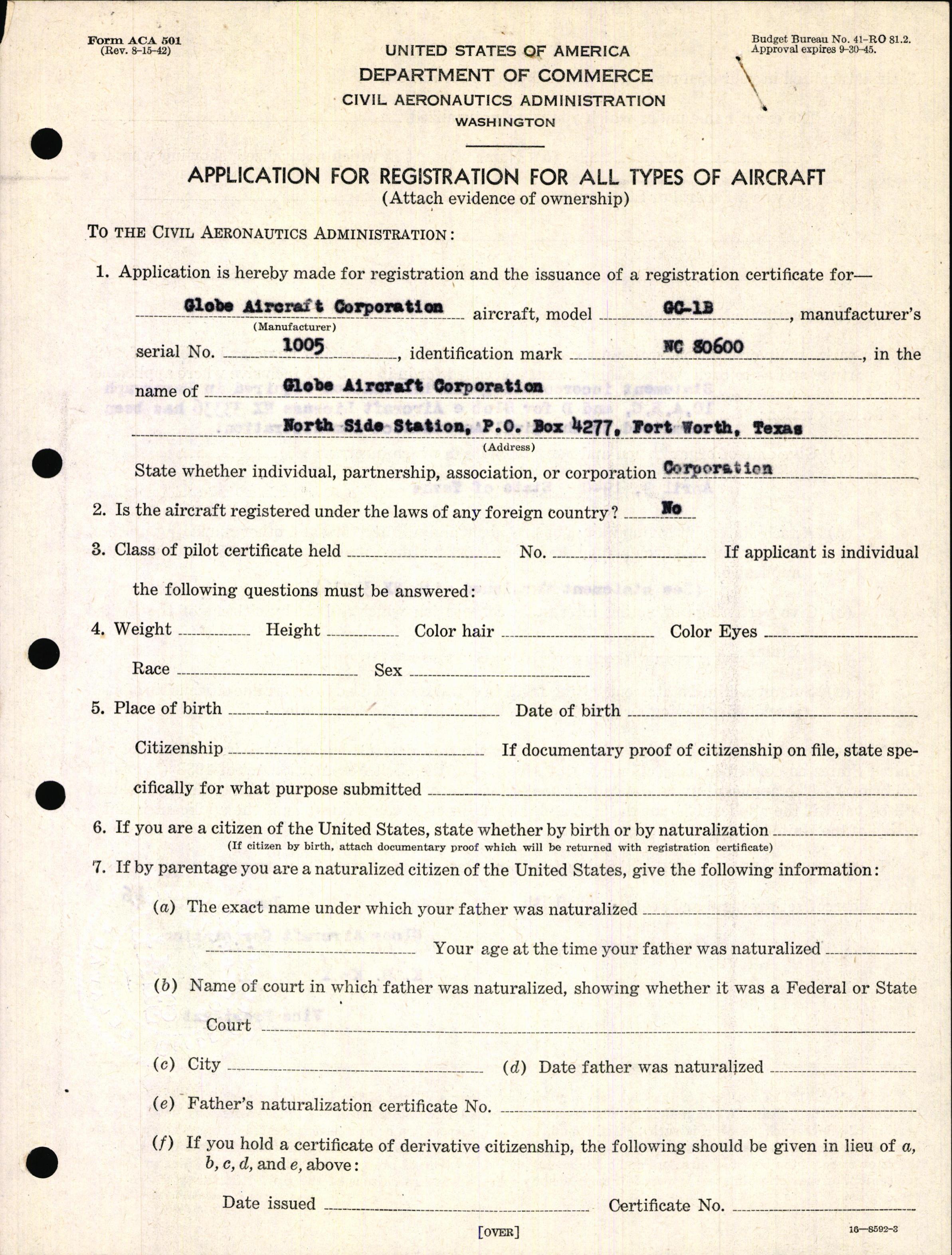 Sample page 3 from AirCorps Library document: Technical Information for Serial Number 1005