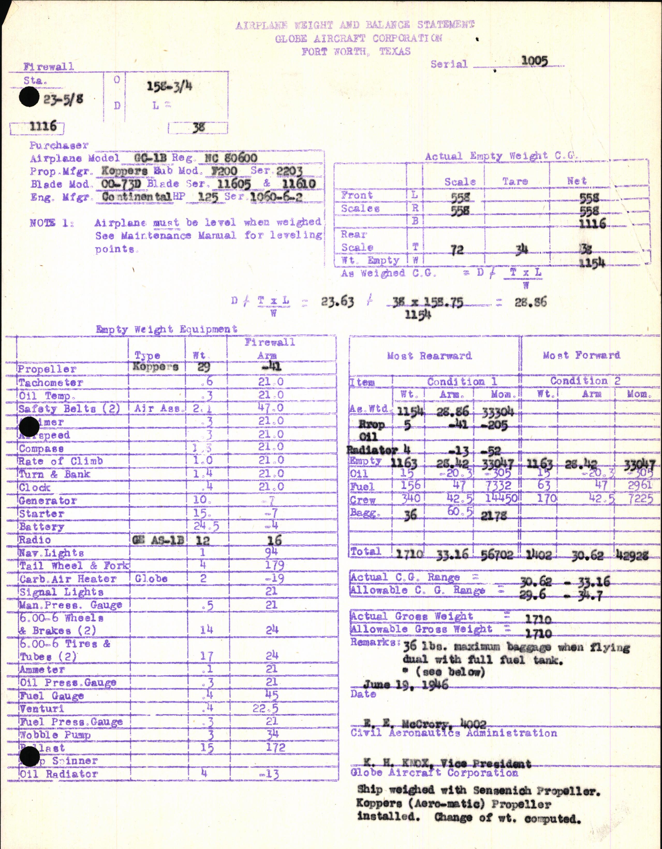 Sample page 7 from AirCorps Library document: Technical Information for Serial Number 1005