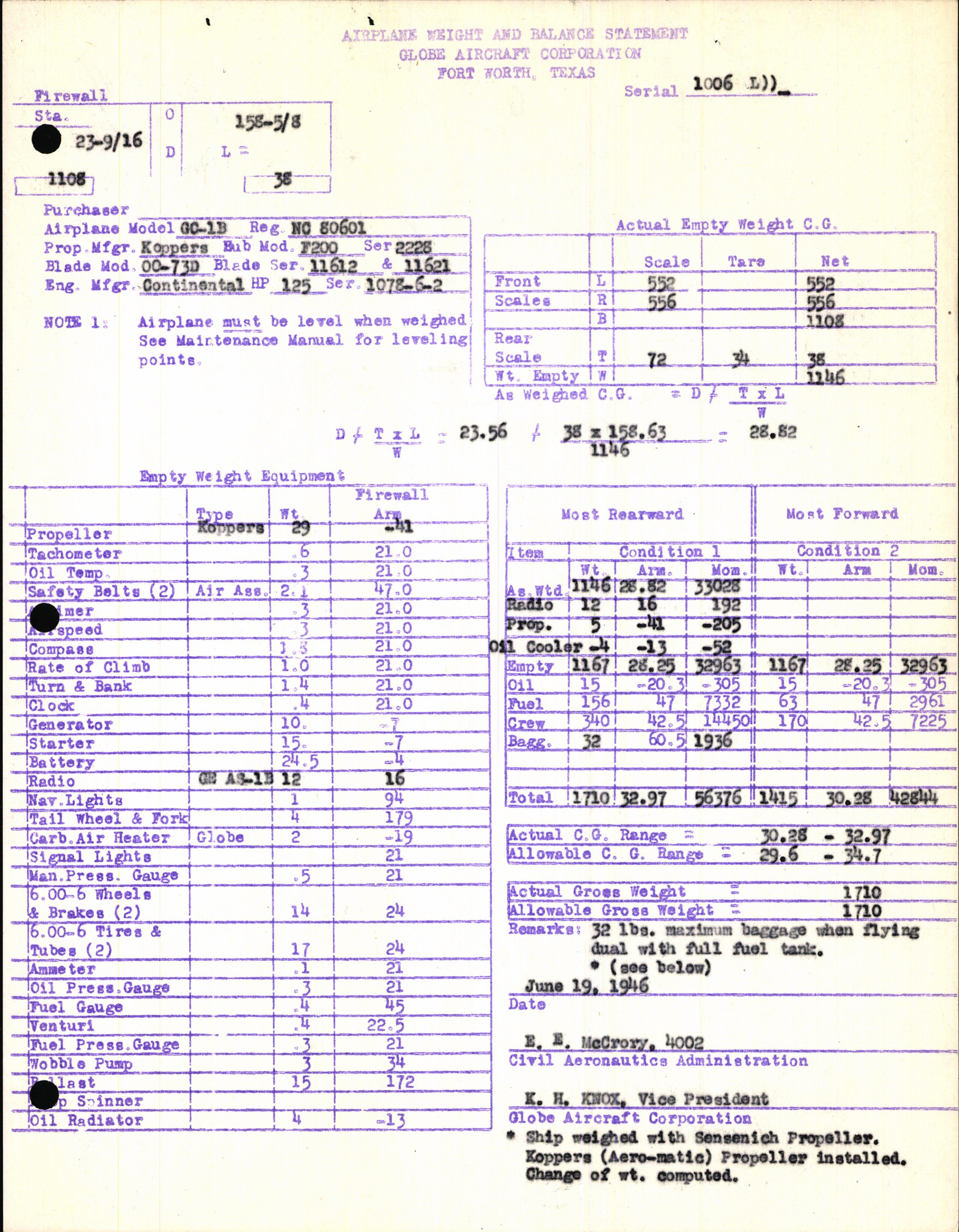 Sample page 7 from AirCorps Library document: Technical Information for Serial Number 1006