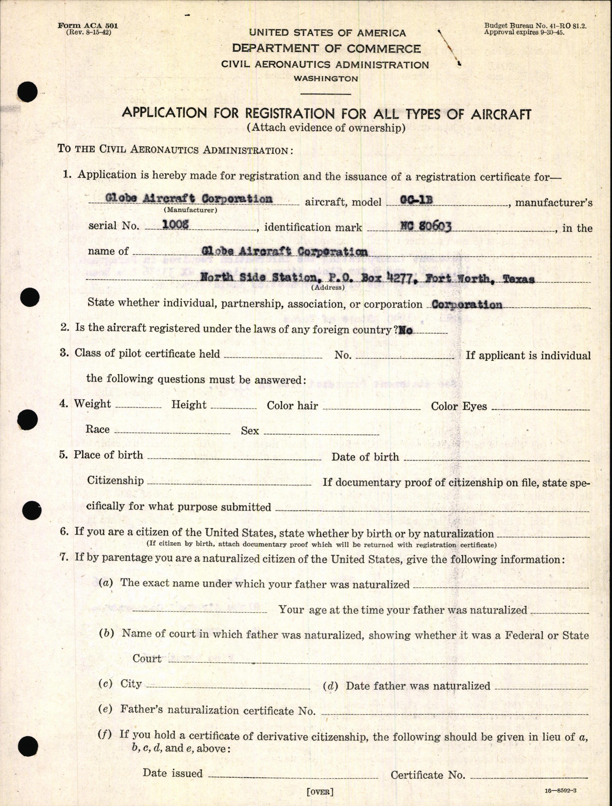 Sample page 3 from AirCorps Library document: Technical Information for Serial Number 1008