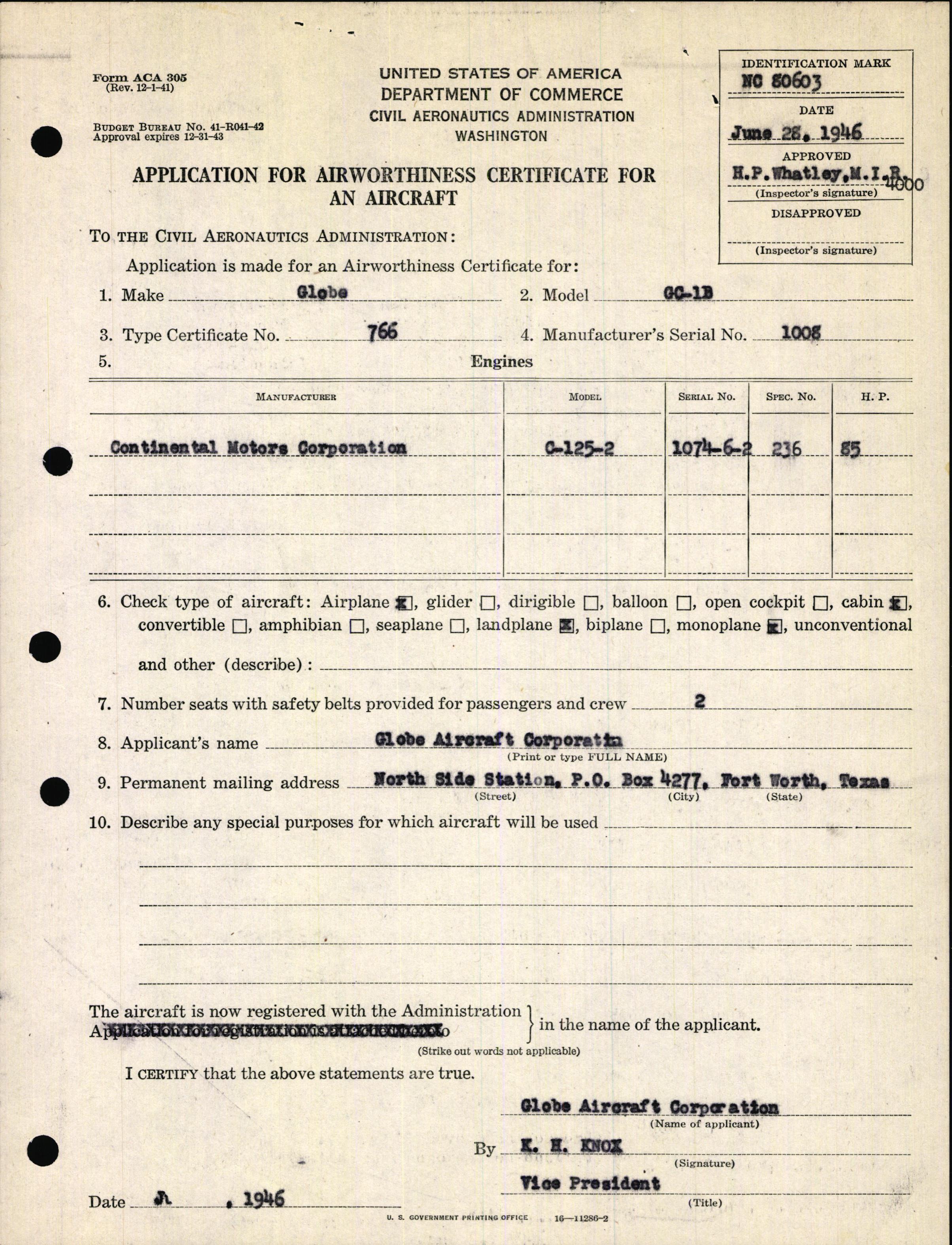 Sample page 5 from AirCorps Library document: Technical Information for Serial Number 1008